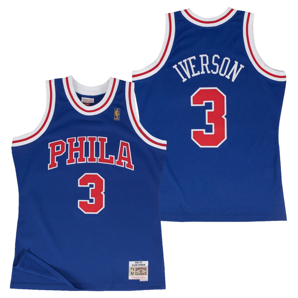 Philadelphia 76ers Mitchell & Ness Allen Iverson 1997 Hardwood Classics Alternate Swingman Jersey - Blue - Men's NBA Team Jersey Basketball Fan Appare