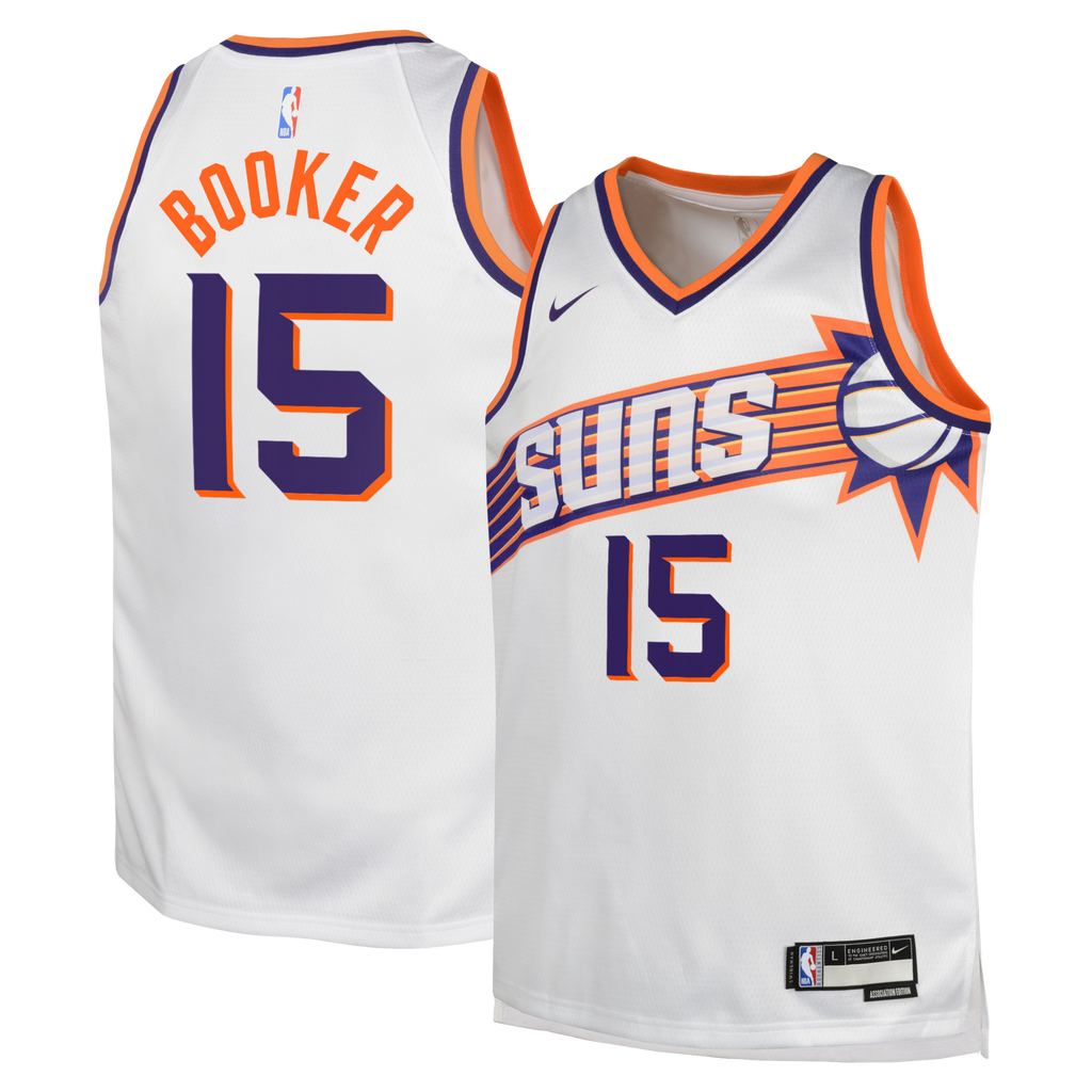 Phoenix Suns Nike Association Edition Swingman Jersey - White - Devin Booker - Youth NBA Team Jersey Basketball Fan Apparel