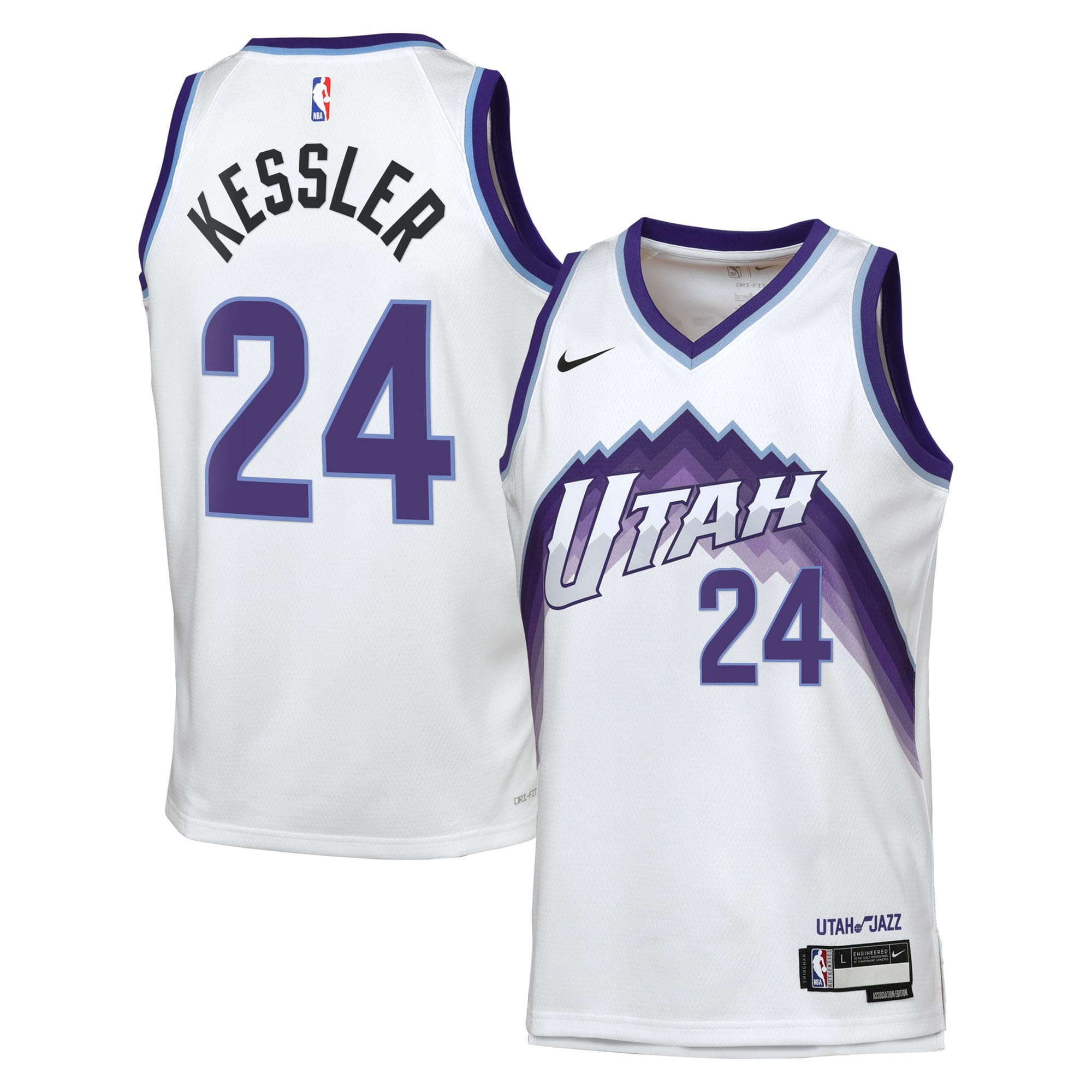 Utah Jazz Nike Replica Association Edition Swingman Jersey - White - Walker Kessler - Youth NBA Team Jersey Basketball Fan Apparel