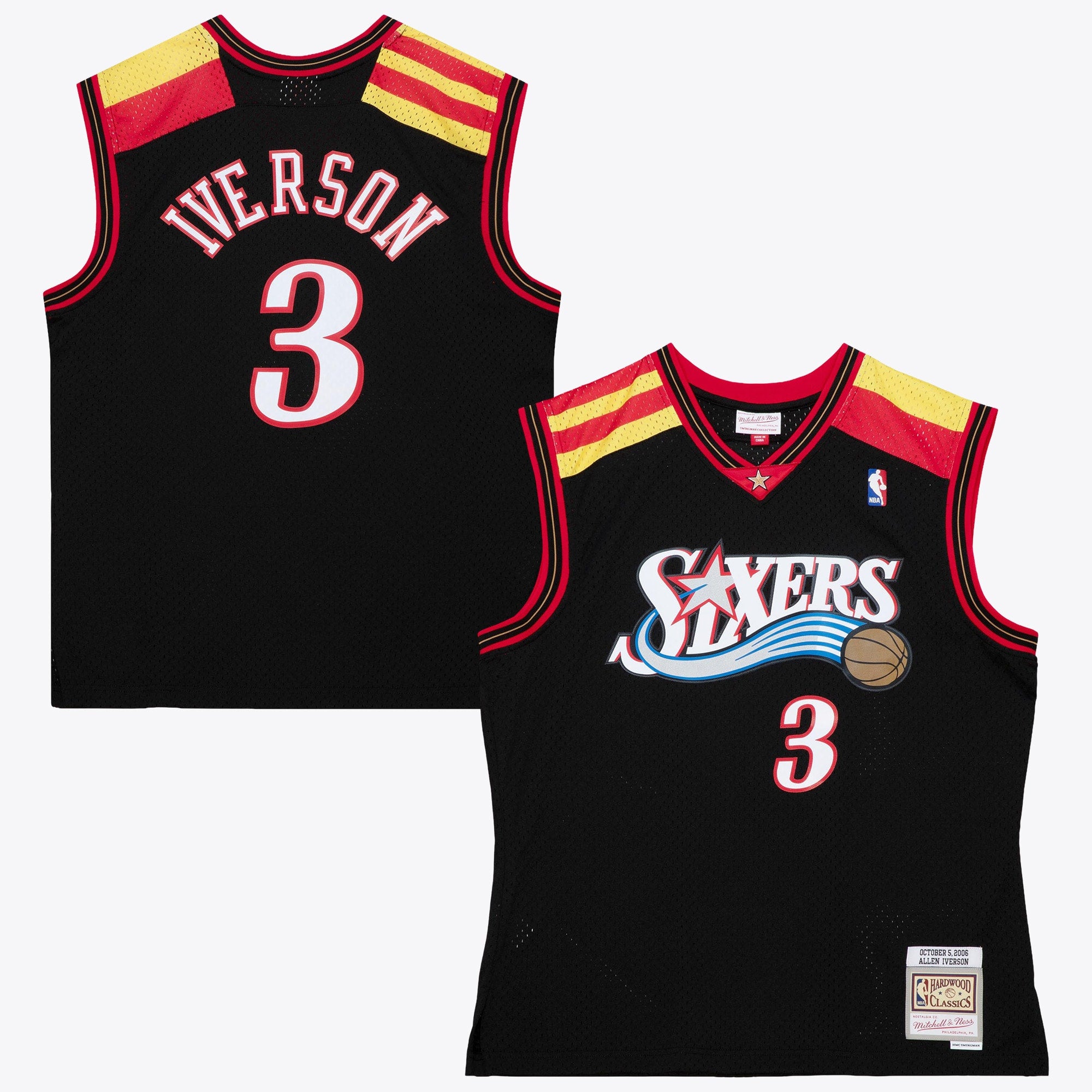 Philadelphia 76ers Mitchell & Ness Allen Iverson 2006 Alternate Spain Authentic Jersey - Black NBA Team Jersey Basketball Fan Apparel