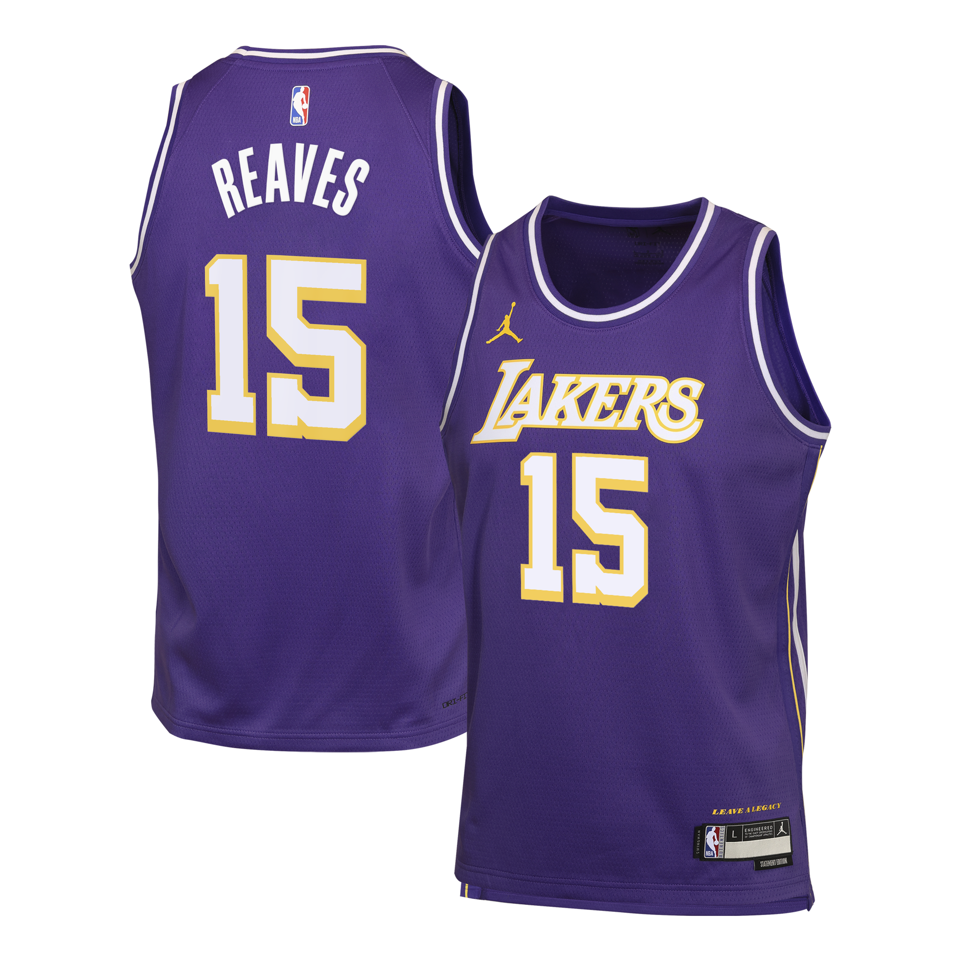 Los Angeles Lakers Jordan Brand Statement Edition Jersey - Purple - Austin Reaves - Youth NBA Team Jersey Basketball Fan Apparel