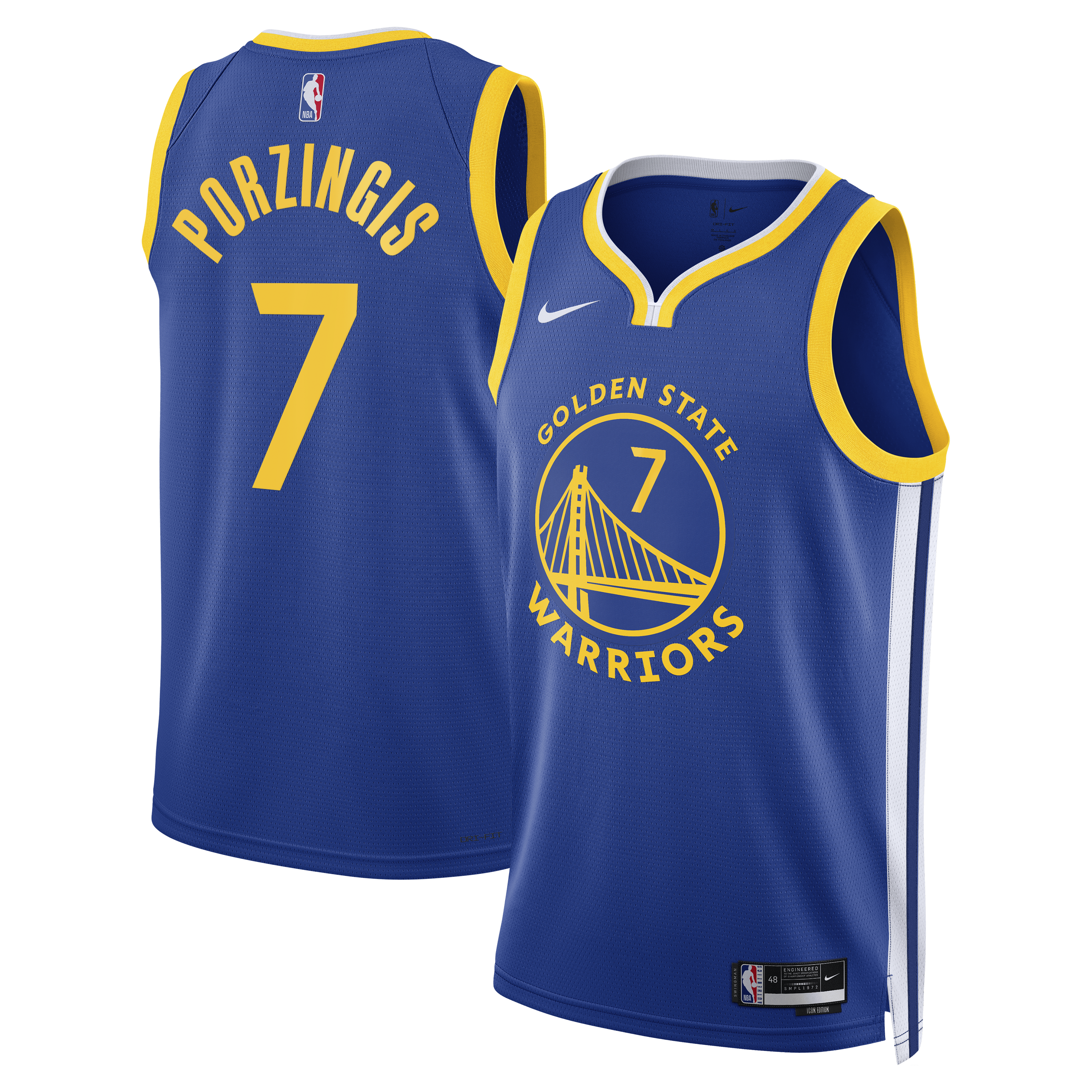 Golden State Warriors Nike Icon Edition Swingman Jersey - Royal - Kristaps Porziņģis - Unisex NBA Team Jersey Basketball Fan Apparel