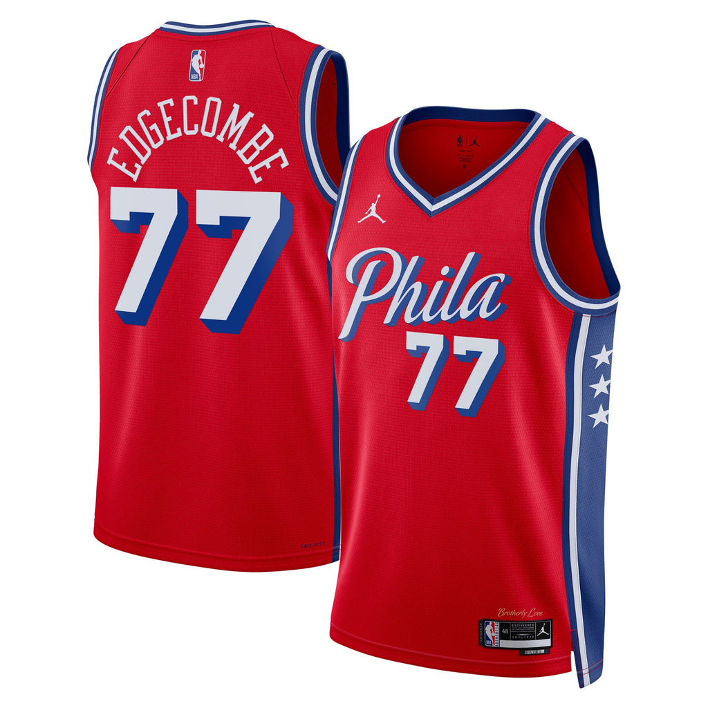 Philadelphia 76ers Jordan Brand Statement Edition Swingman Jersey - Red - VJ Edgecombe - Unisex NBA Team Jersey Basketball Fan Apparel