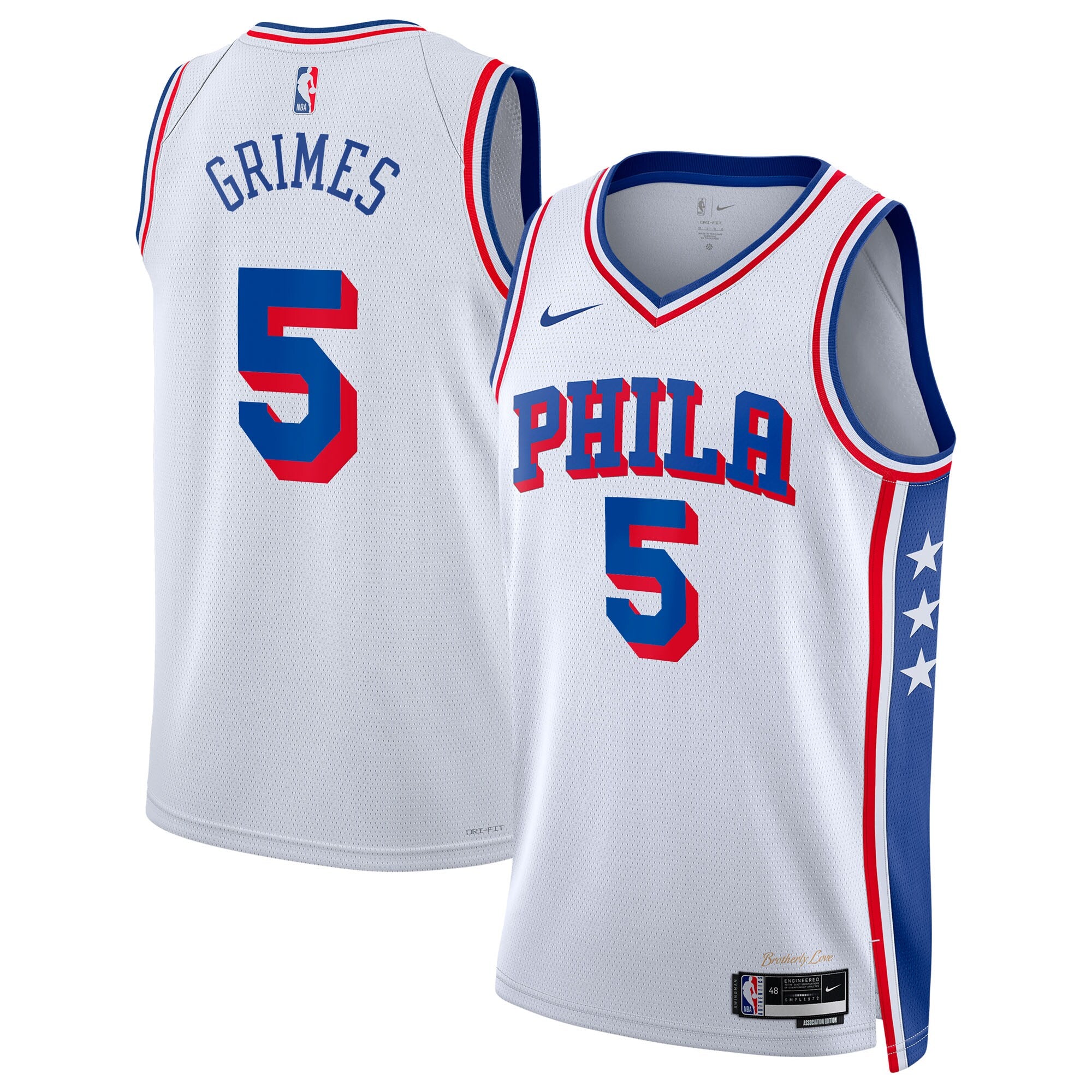 Philadelphia 76ers Nike Association Edition Swingman Jersey - White - Quentin Grimes - Unisex NBA Team Jersey Basketball Fan Apparel