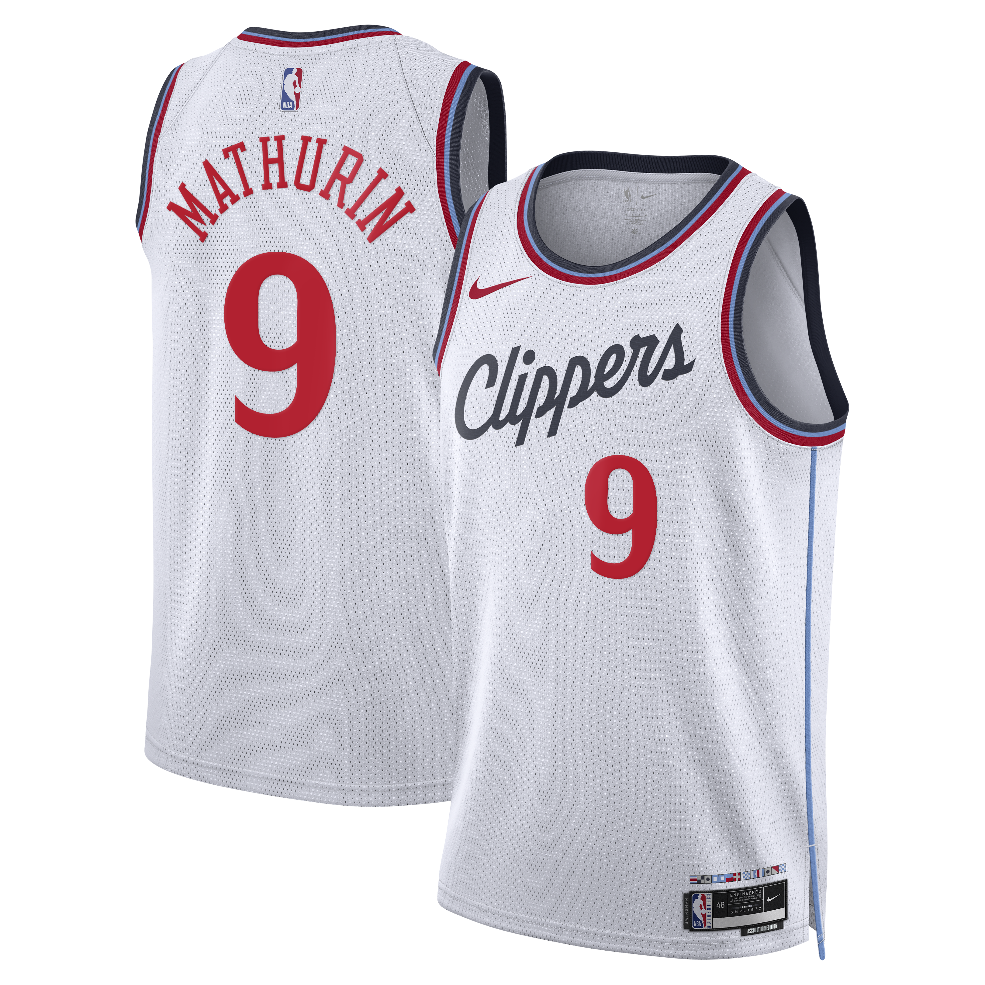 Los Angeles Clippers Nike Replica Association Edition Swingman Jersey - White - Bennedict Mathurin - Unisex NBA Team Jersey Basketball Fan Apparel