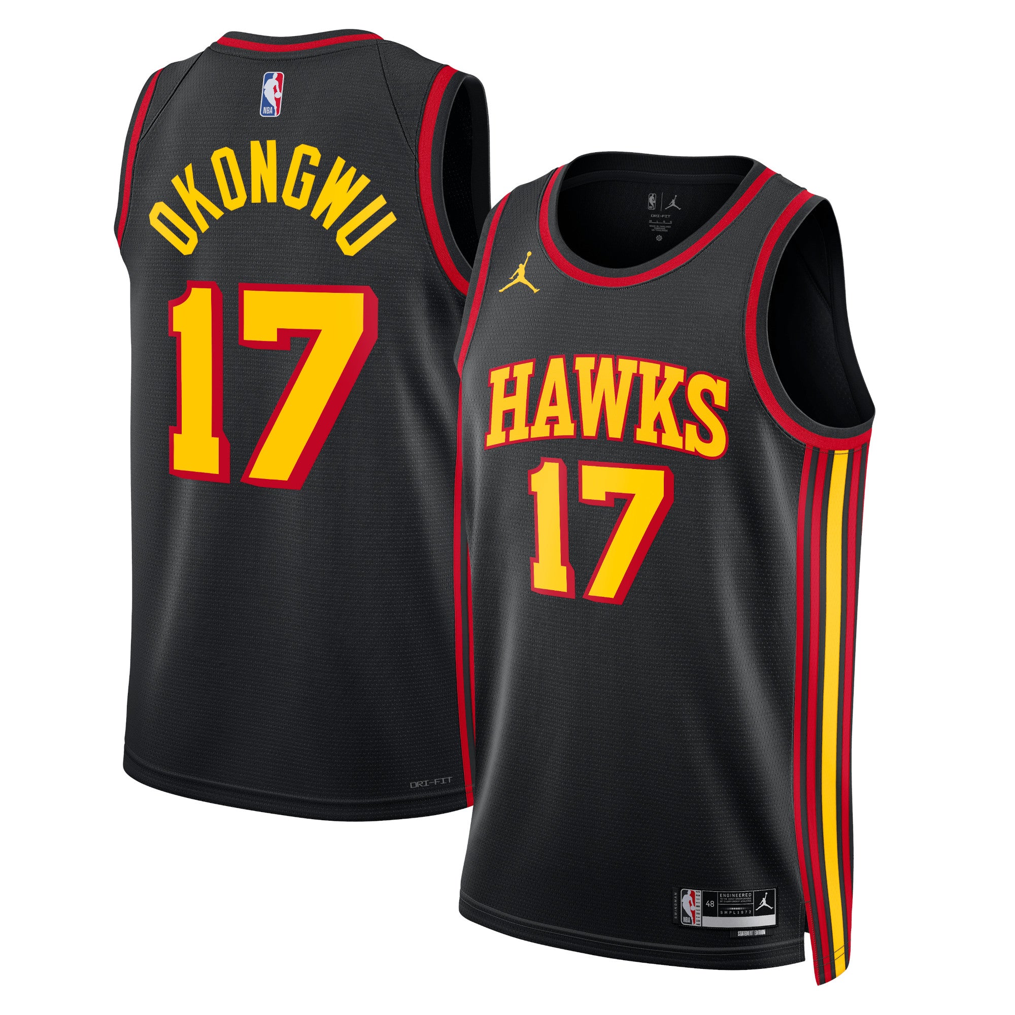 Atlanta Hawks Jordan Statement Edition Swingman Jersey - Black - Onyeka Okongwu - Unisex NBA Team Jersey Basketball Fan Apparel
