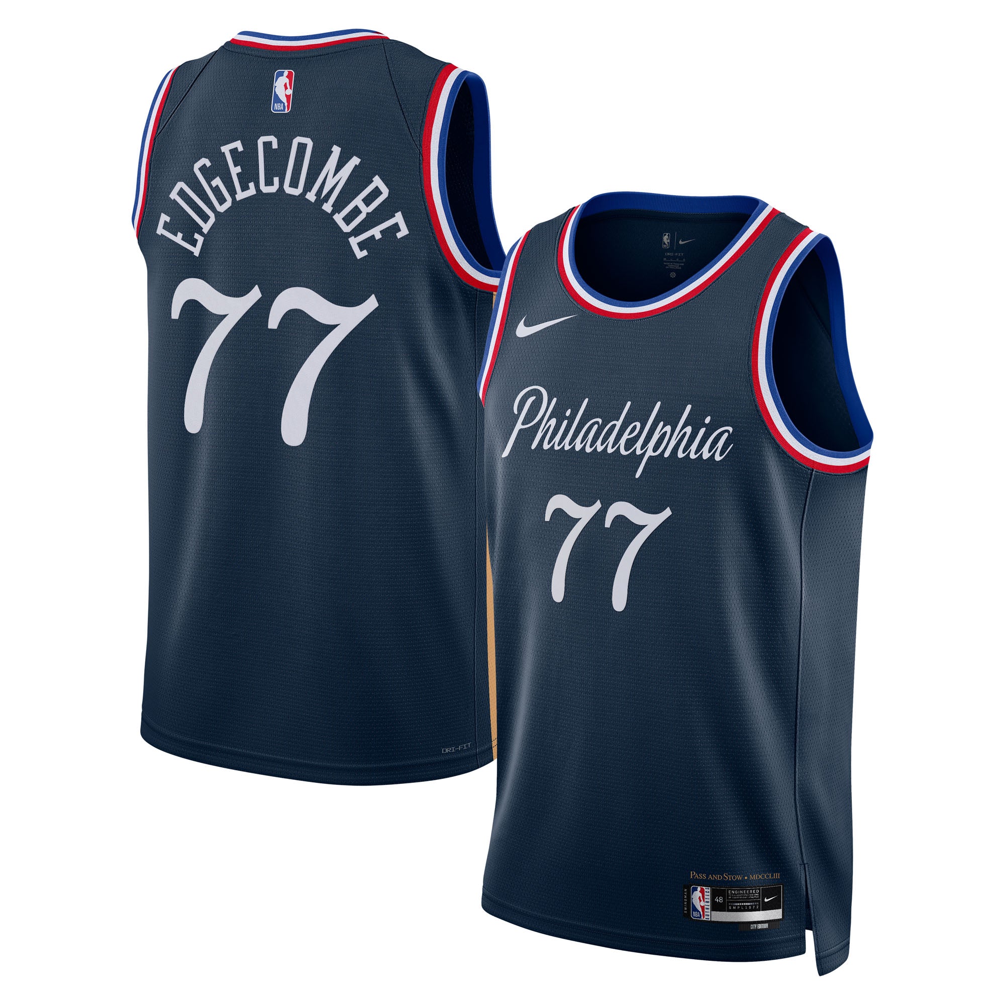 Philadelphia 76ers Nike 2025/26 City Edition Swingman Jersey - Navy - VJ Edgecombe - Unisex NBA Team Jersey Basketball Fan Apparel