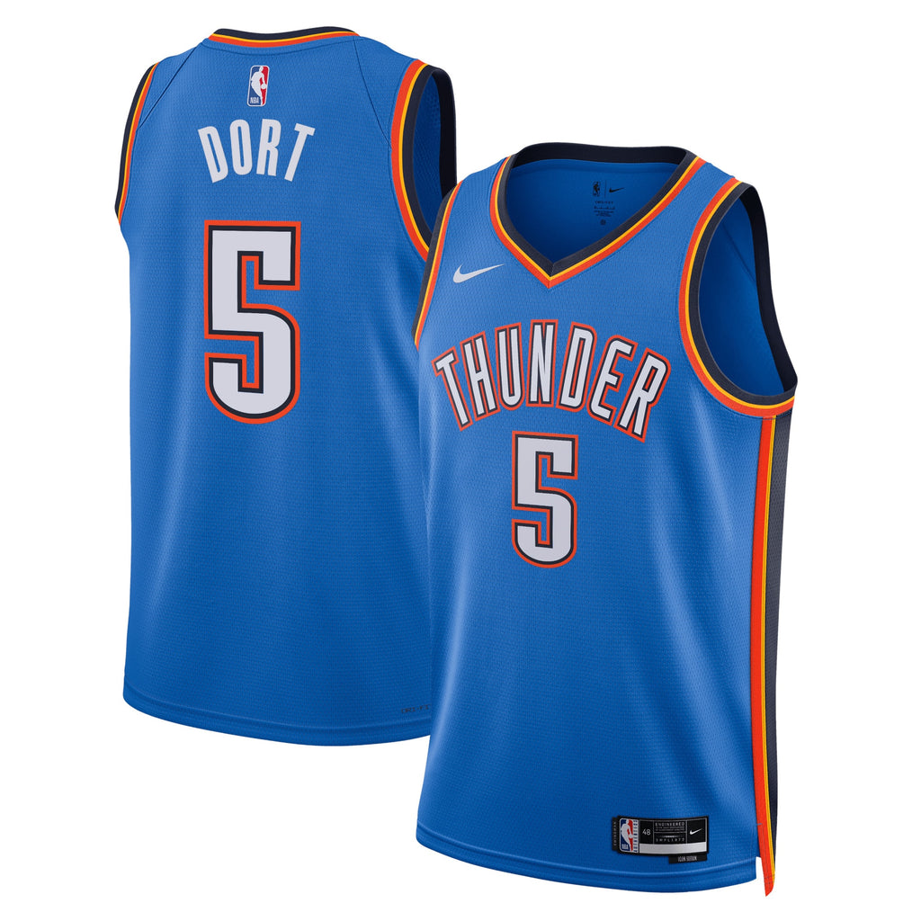Oklahoma City Thunder Nike Icon Edition Swingman Jersey - Blue - Luguentz Dort - Unisex NBA Team Jersey Basketball Fan Apparel