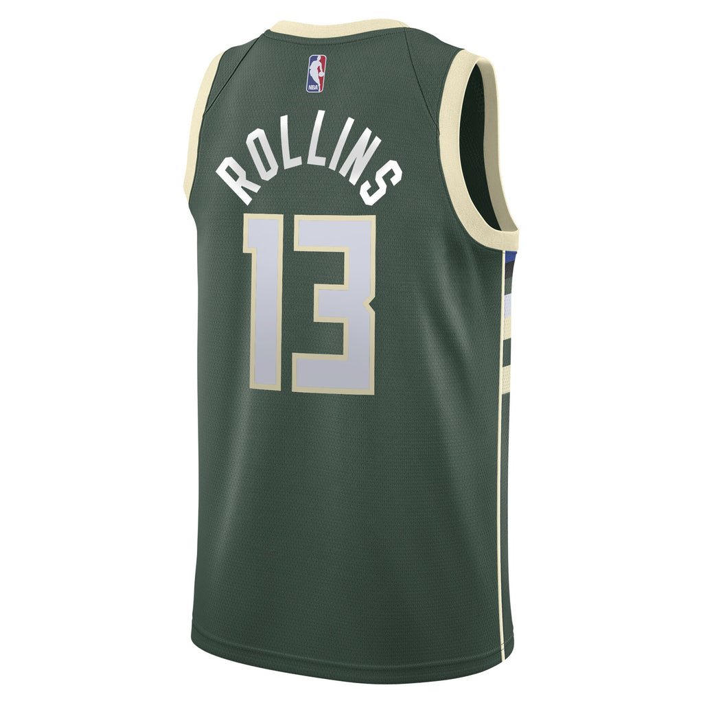Milwaukee Bucks Nike Icon Edition Swingman Jersey - Hunter Green - Ryan Rollins - Youth NBA Team Jersey Basketball Fan Apparel