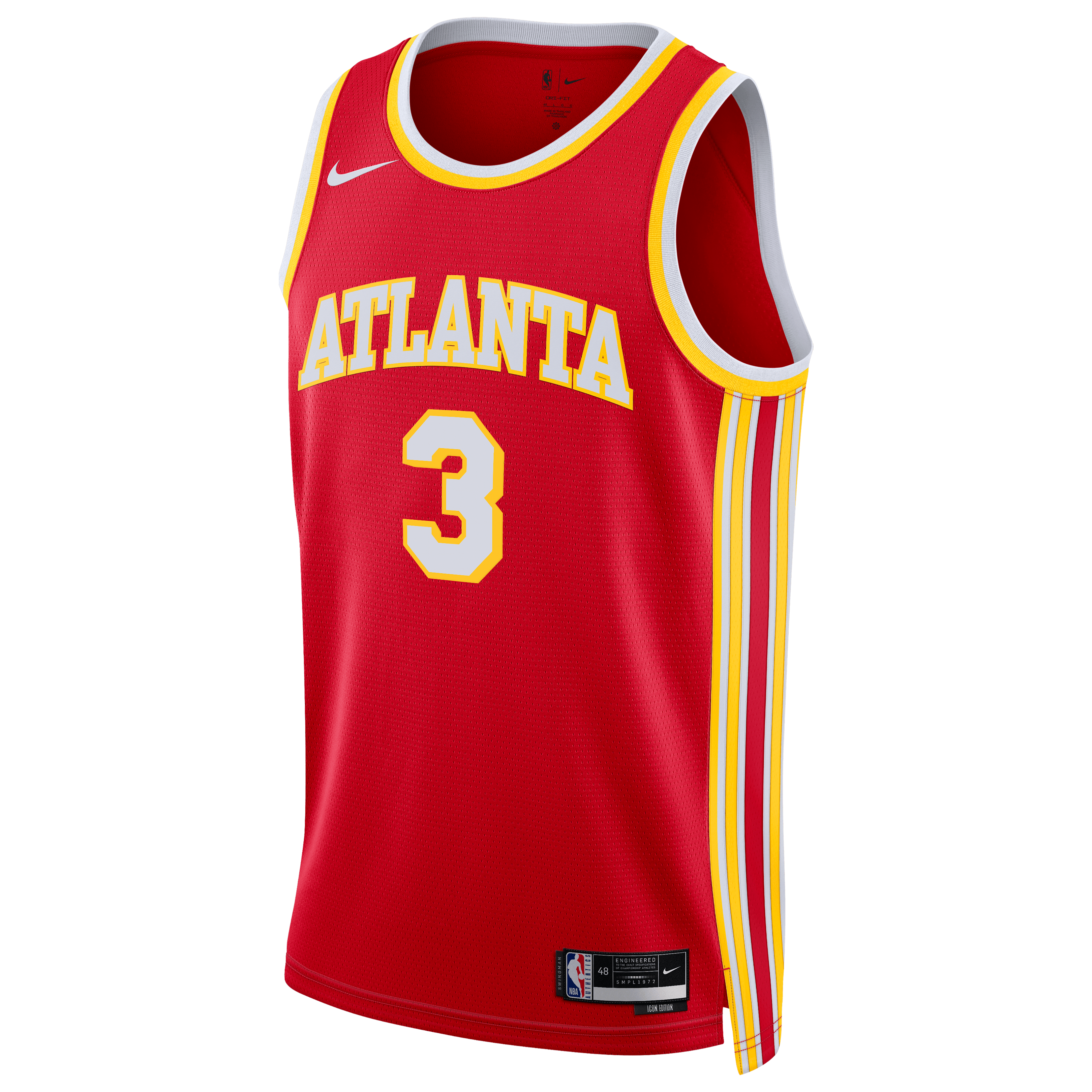 Atlanta Hawks Nike Icon Edition Swingman Jersey - Red - CJ McCollum - Unisex NBA Team Jersey Basketball Fan Apparel