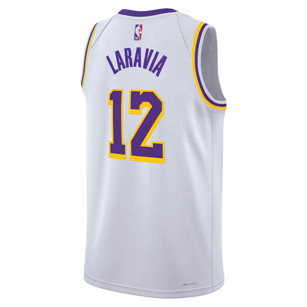 Los Angeles Lakers Nike Association Edition Swingman Jersey - White - Jake LaRavia - Unisex NBA Team Jersey Basketball Fan Apparel