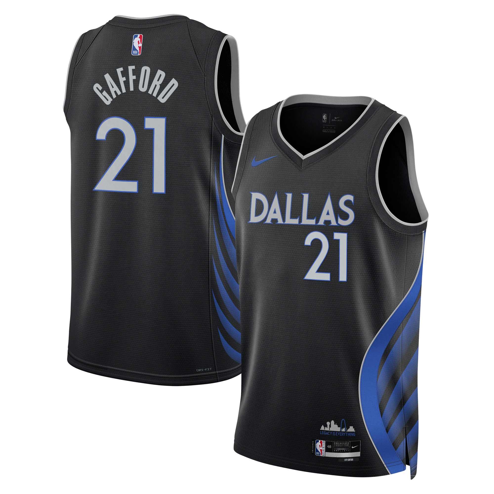Dallas Mavericks Nike 2025/26 City Edition Swingman Jersey - Black - Daniel Gafford - Unisex NBA Team Jersey Basketball Fan Apparel