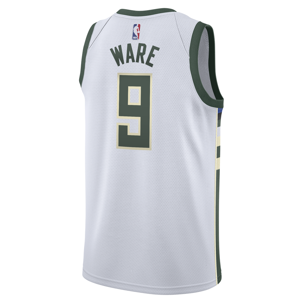 Milwaukee Bucks Nike Association Edition Swingman Jersey - White - Kel'el Ware - Youth NBA Team Jersey Basketball Fan Apparel