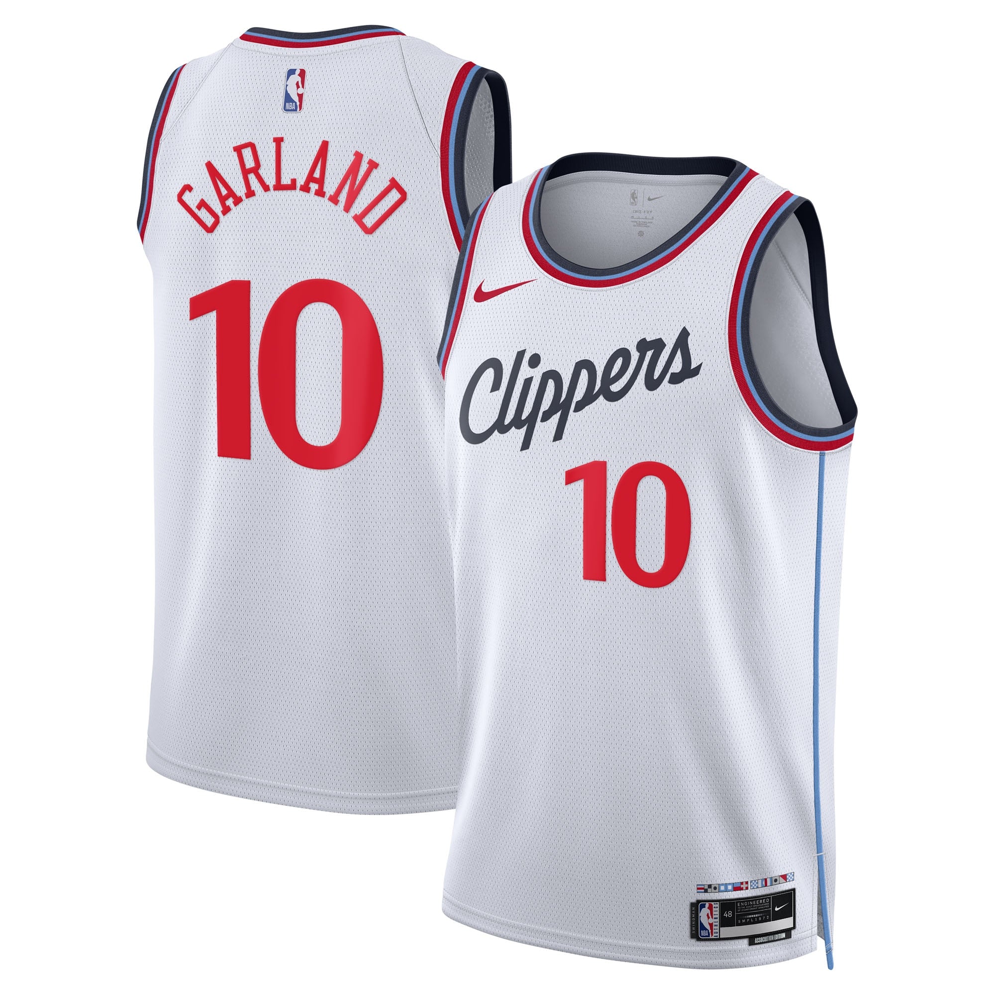 Los Angeles Clippers Nike Association Edition Swingman Jersey - White - Darius Garland - Unisex NBA Team Jersey Basketball Fan Apparel