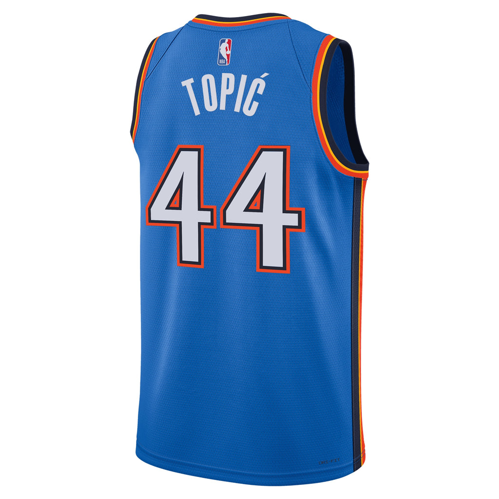 Oklahoma City Thunder Nike Icon Swingman Jersey - Blue - Nikola Topić - Unisex NBA Team Jersey Basketball Fan Apparel