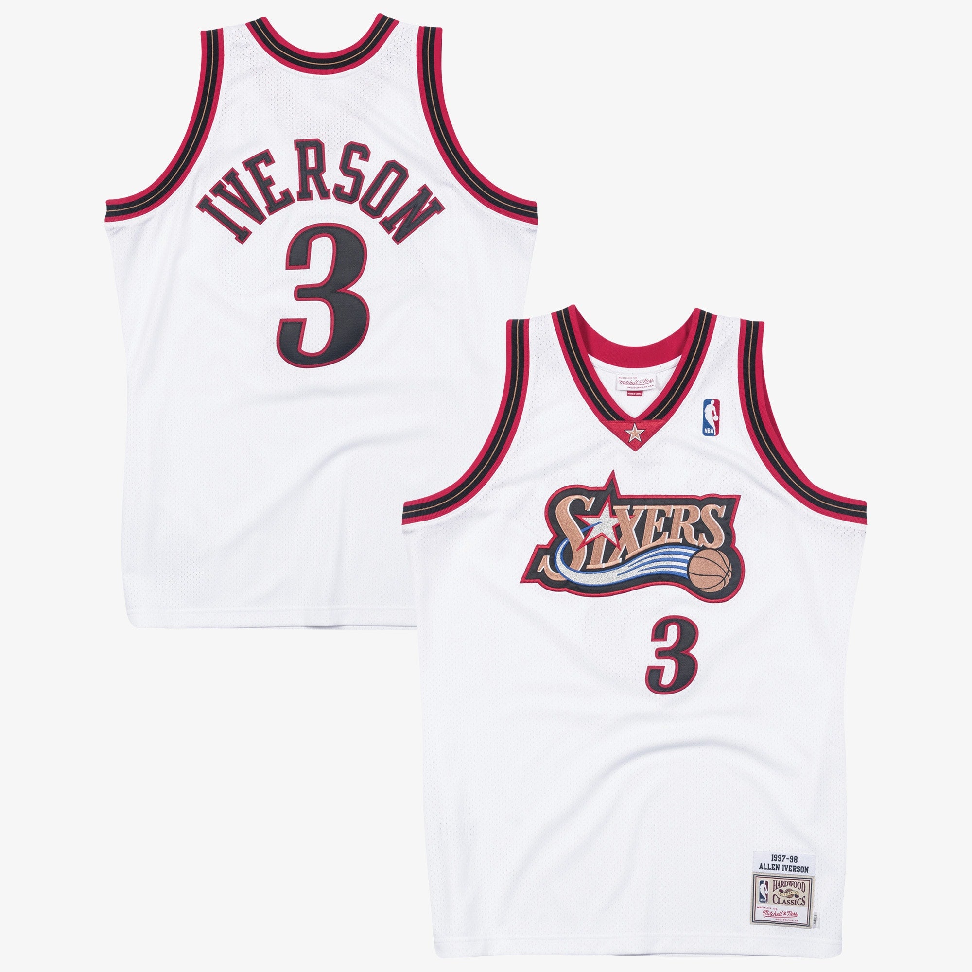 Philadelphia 76ers Mitchell & Ness Allen Iverson 1997 Authentic Jersey - White NBA Team Jersey Basketball Fan Apparel