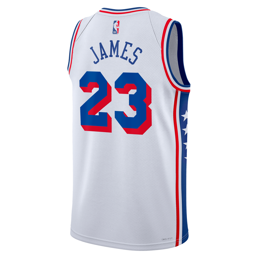 Philadelphia 76ers Nike Association Edition Swingman Jersey - White - LeBron James - Unisex NBA Team Jersey Basketball Fan Apparel