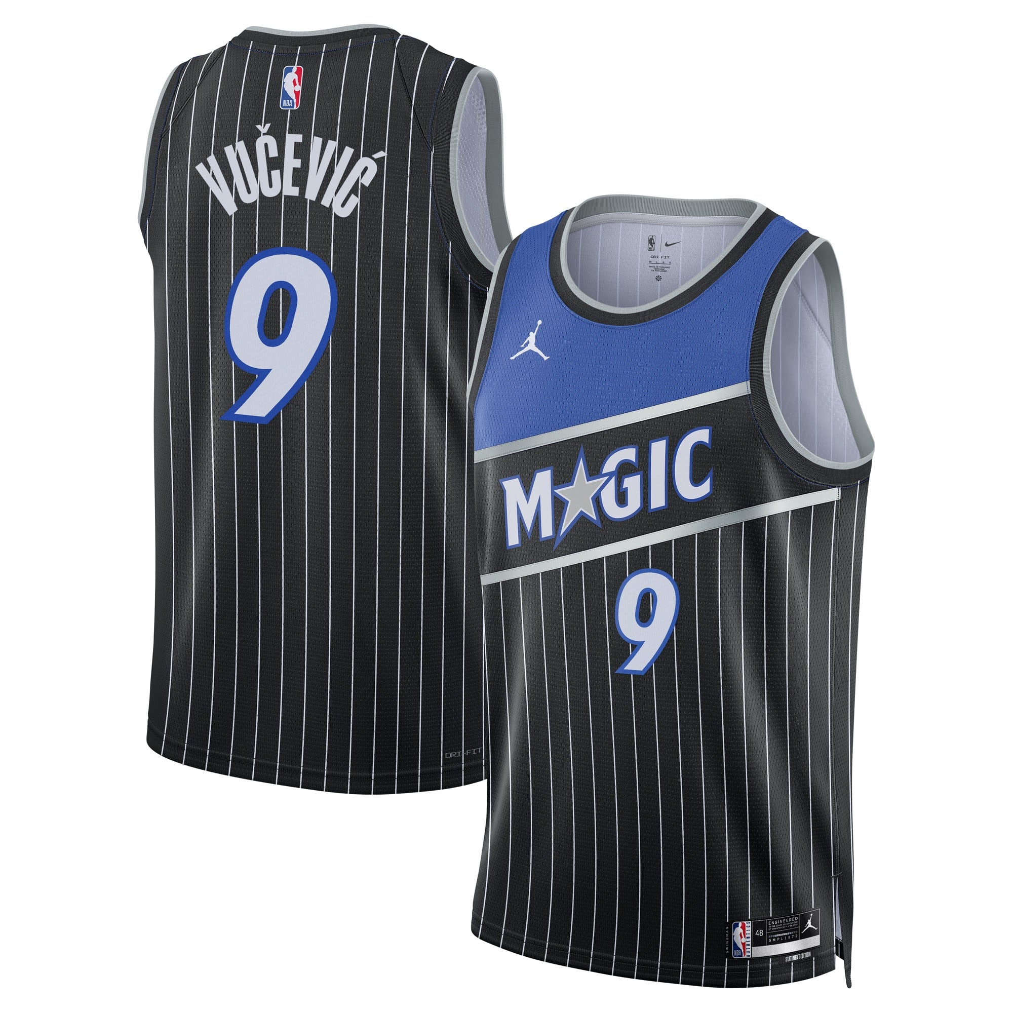 Orlando Magic Jordan Brand Statement Edition Jersey - Black - Nikola Vučević - Unisex NBA Team Jersey Basketball Fan Apparel