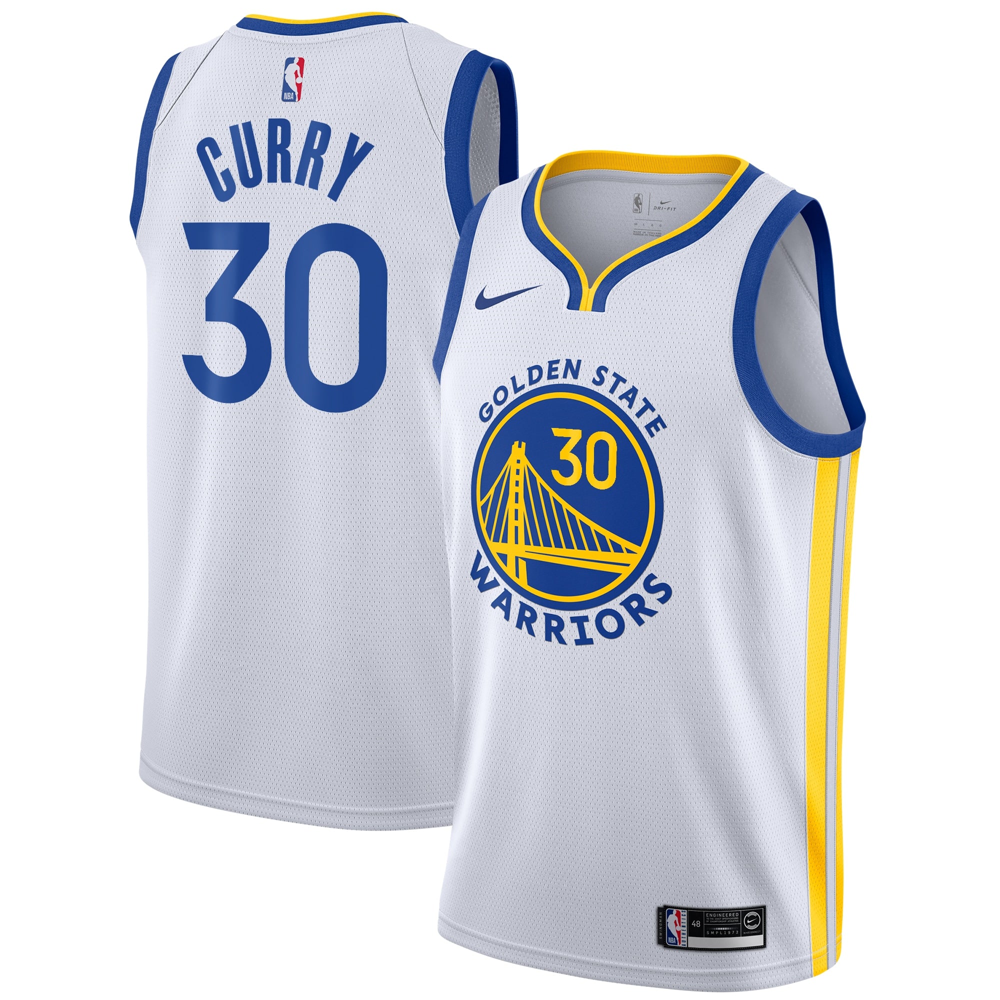 Golden State Warriors Nike Association Edition Swingman Jersey - White - Stephen Curry - Youth NBA Team Jersey Basketball Fan Apparel