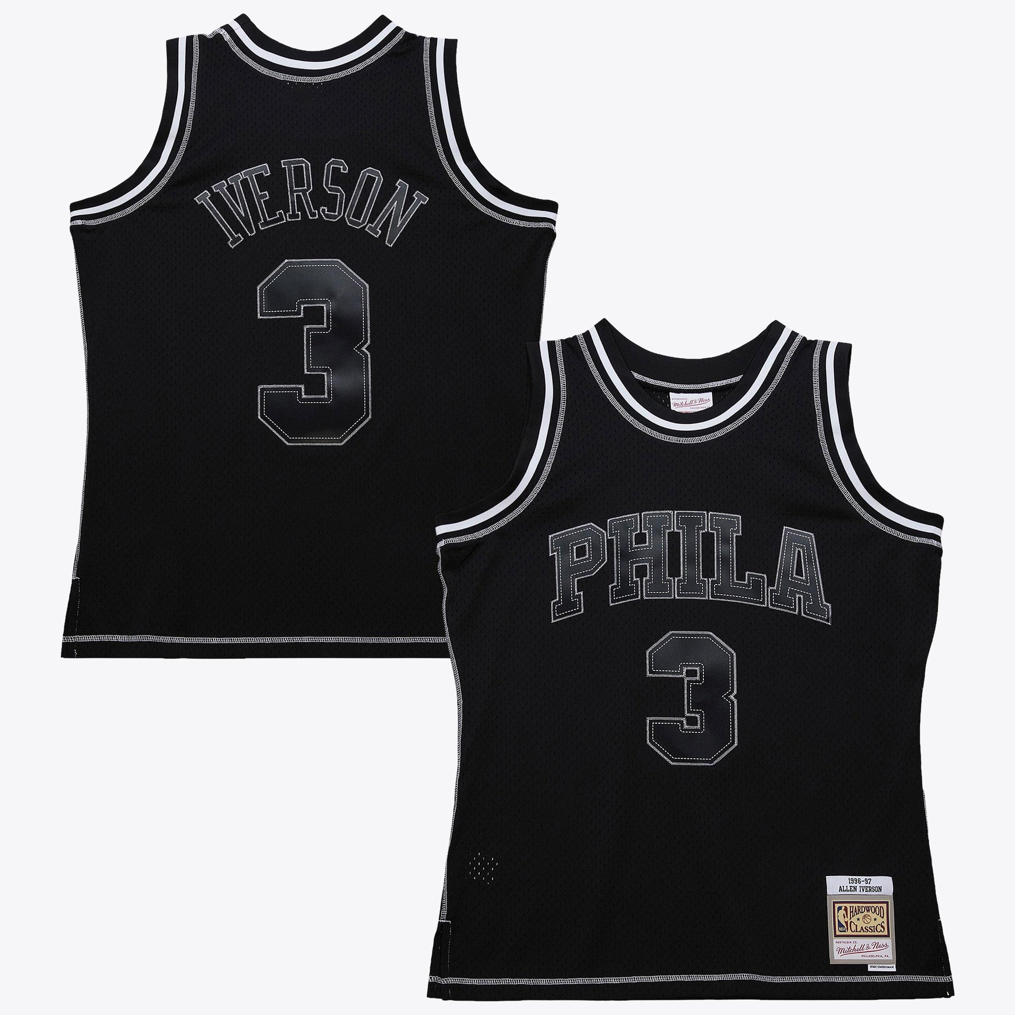 Philadelphia 76ers Mitchell & Ness Allen Iverson 1996 Contrast 2K Swingman Jersey - Black NBA Team Jersey Basketball Fan Apparel