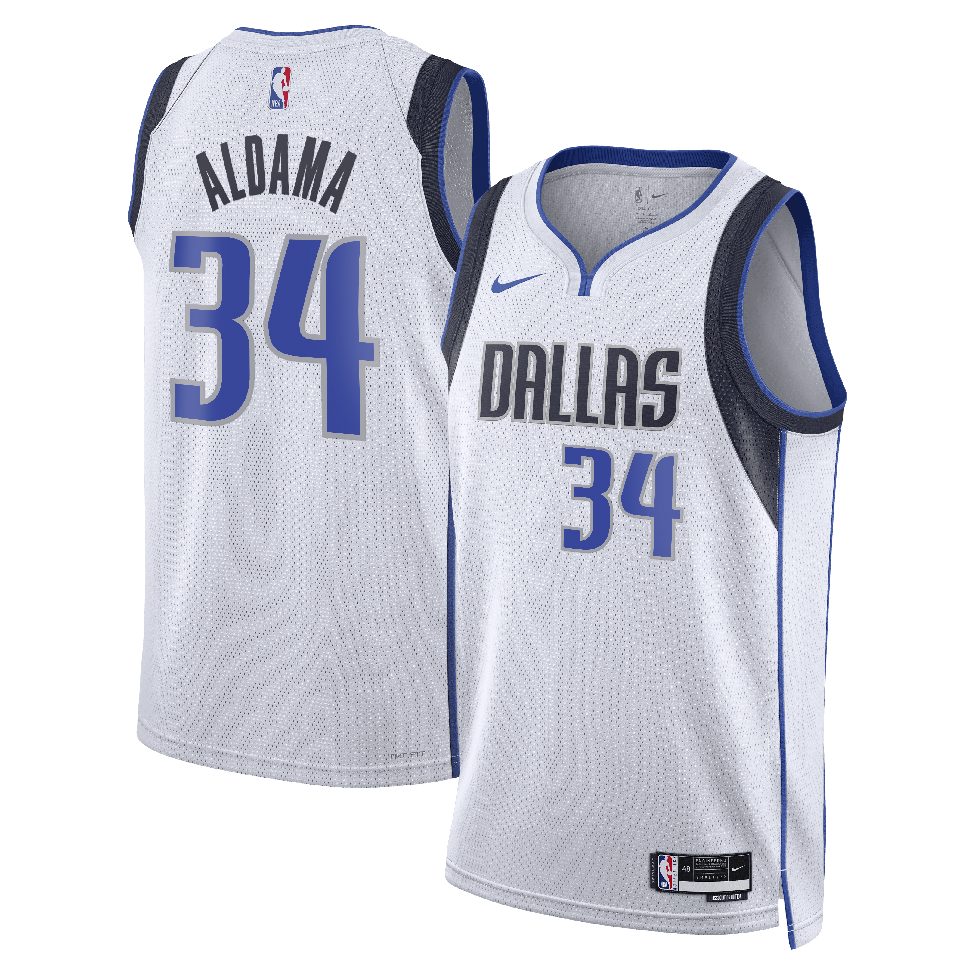 Dallas Mavericks Nike Association Edition Swingman Jersey - White - Santi Aldama - Unisex NBA Team Jersey Basketball Fan Apparel