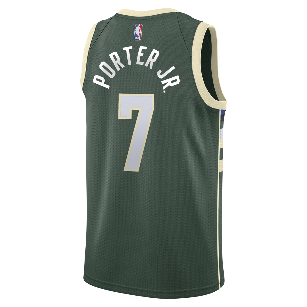 Milwaukee Bucks Nike Icon Edition Swingman Jersey - Hunter Green - Kevin Porter Jr. - Youth NBA Team Jersey Basketball Fan Apparel