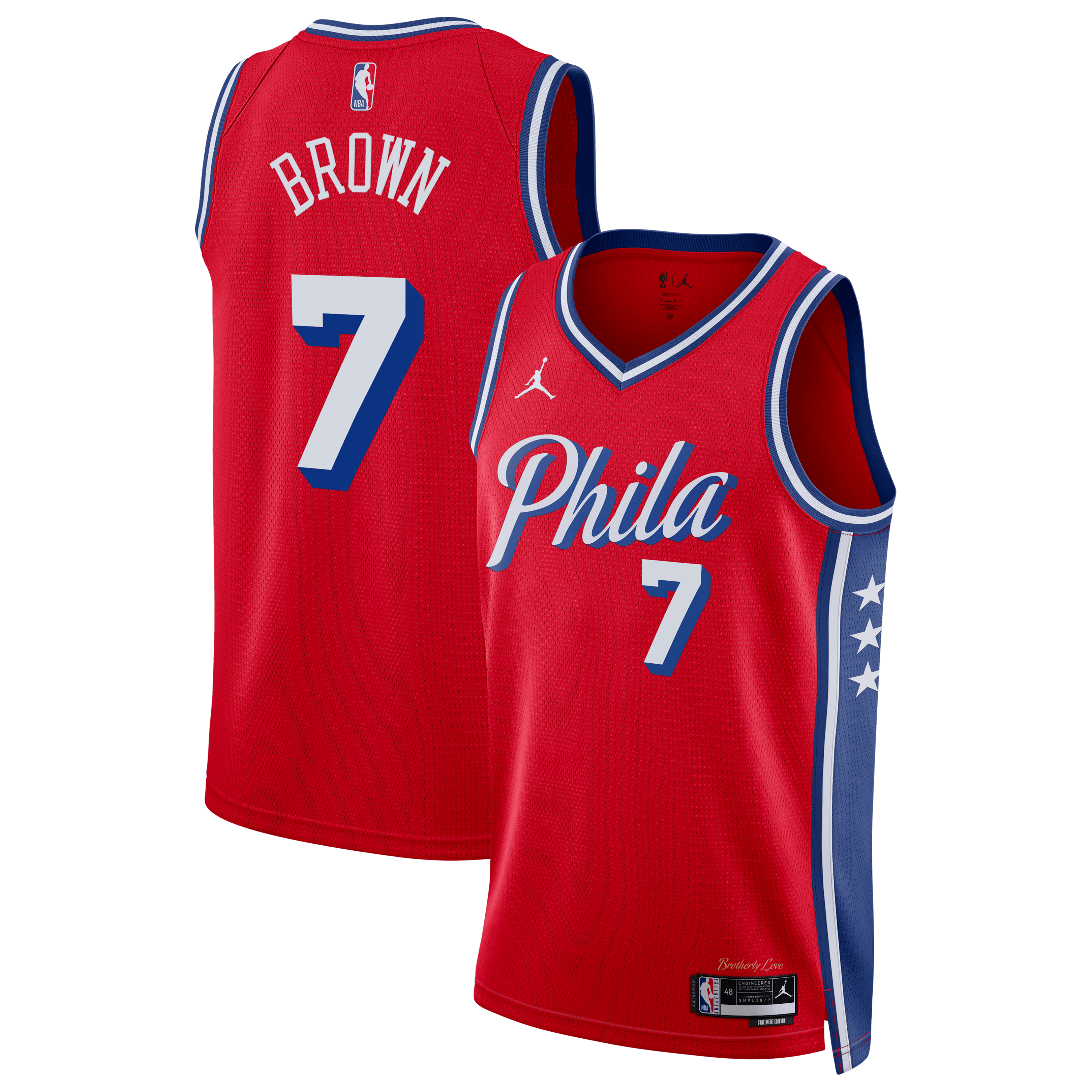 hiladelphia 76ers Jordan Brand Statement Edition Swingman Jersey - Red - Jaylen Brown - Unisex NBA Team Jersey Basketball Fan Apparel