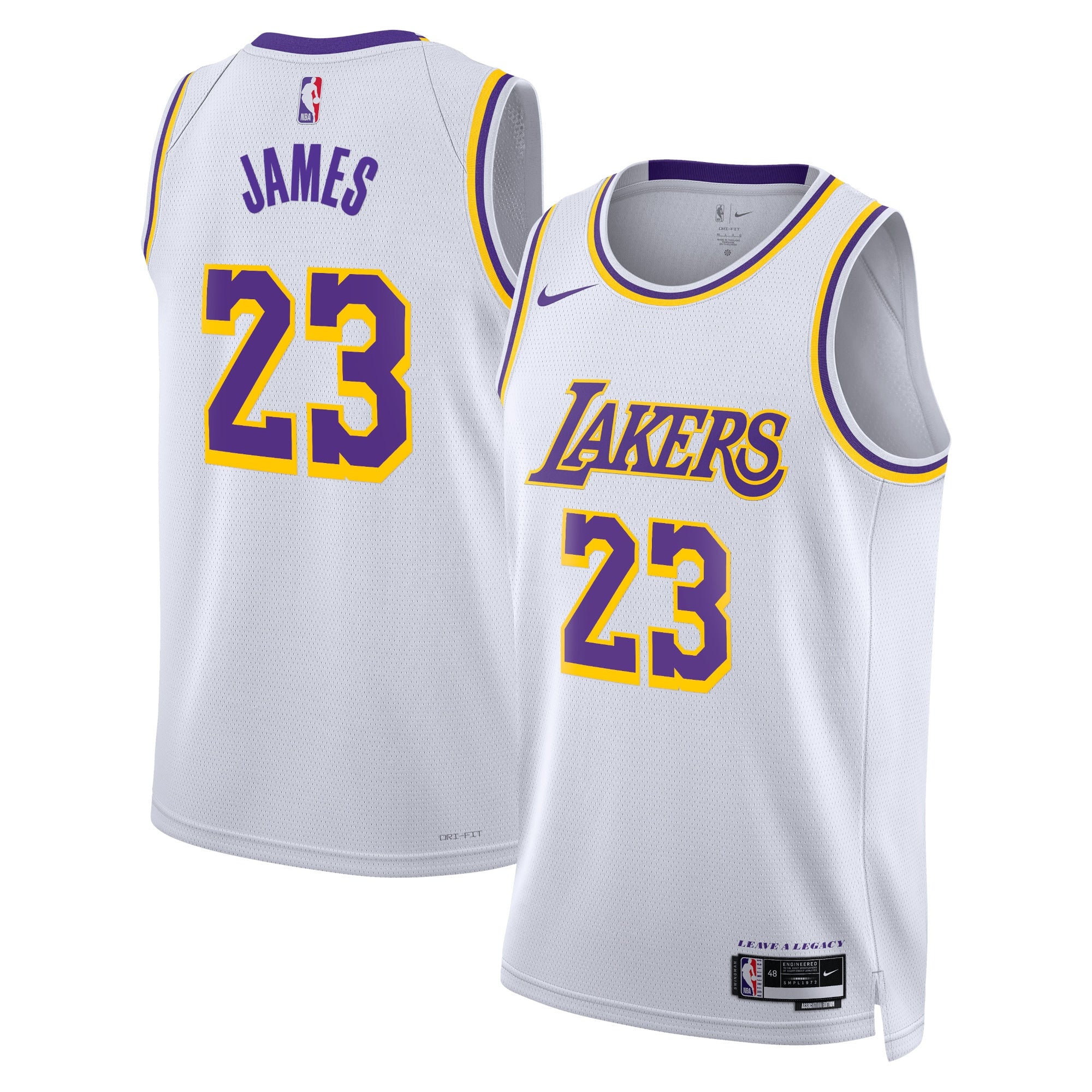 Los Angeles Lakers Nike Association Edition Swingman Jersey - White - LeBron James - Unisex NBA Team Jersey Basketball Fan Apparel