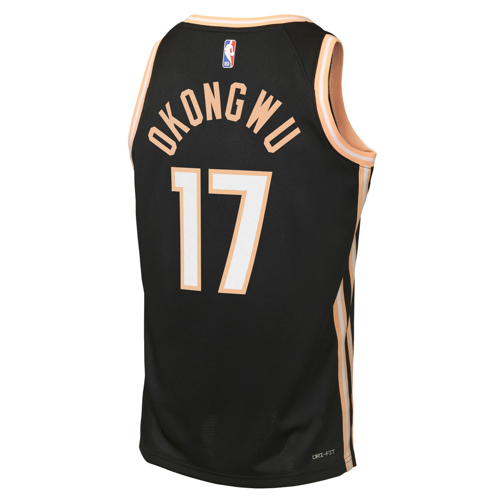 Atlanta Hawks Nike 2025/26 City Edition Swingman Jersey - Black - Onyeka Okongwu - Youth NBA Team Jersey Basketball Fan Apparel