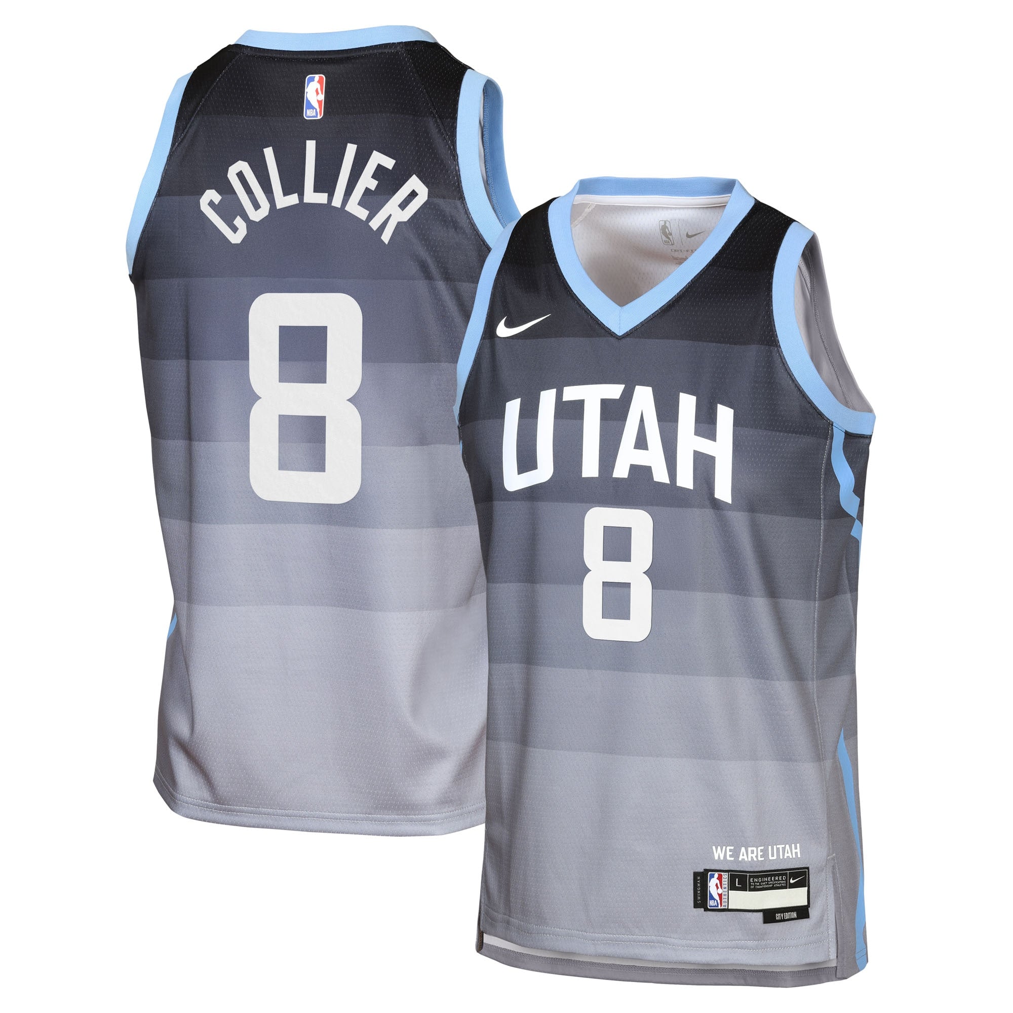 Utah Jazz Nike 2025/26 City Edition Swingman Jersey - Gray - Isaiah Collier - Youth NBA Team Jersey Basketball Fan Apparel