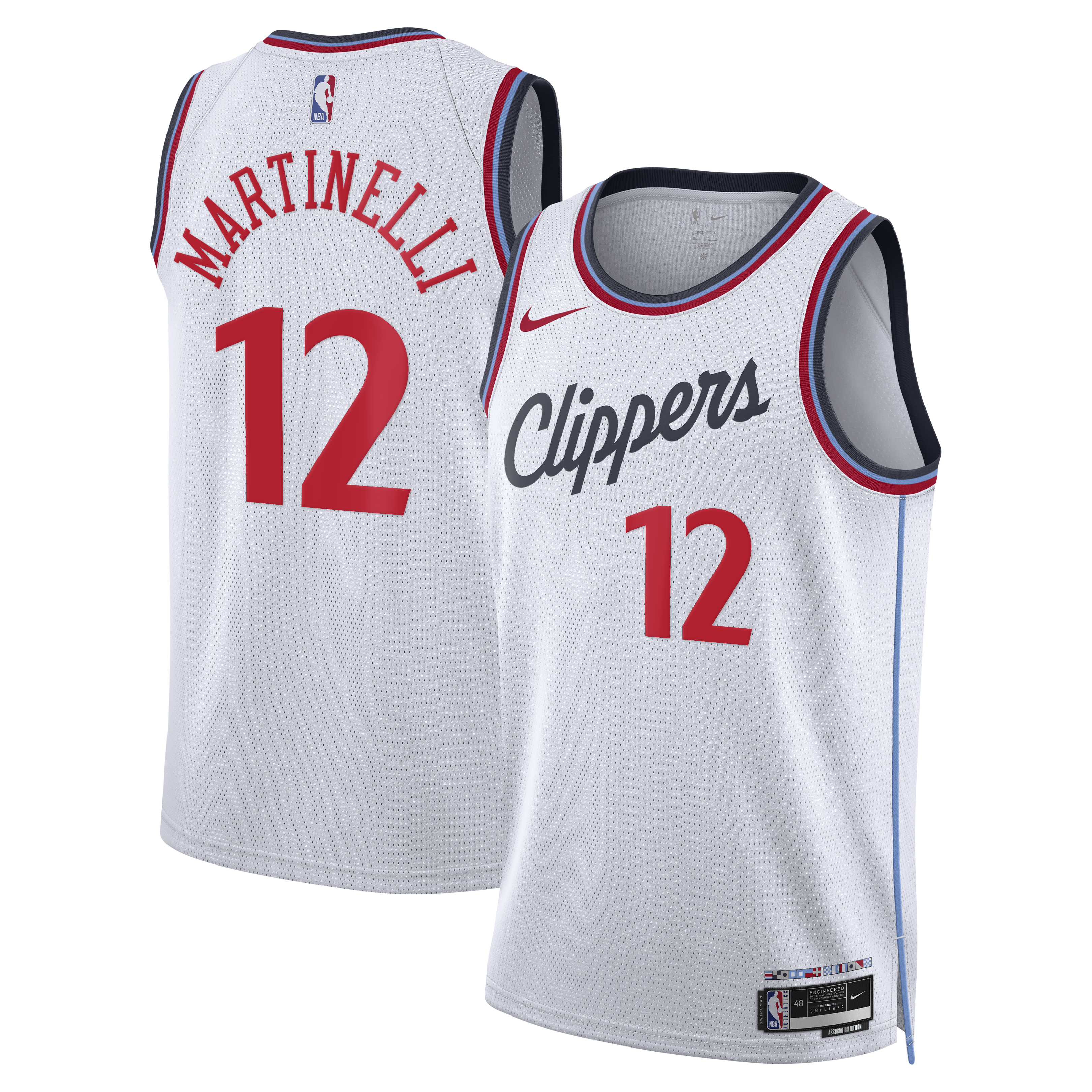 Los Angeles Clippers Nike Replica Association Edition Swingman Jersey - White - Nick Martinelli - Unisex NBA Team Jersey Basketball Fan Apparel