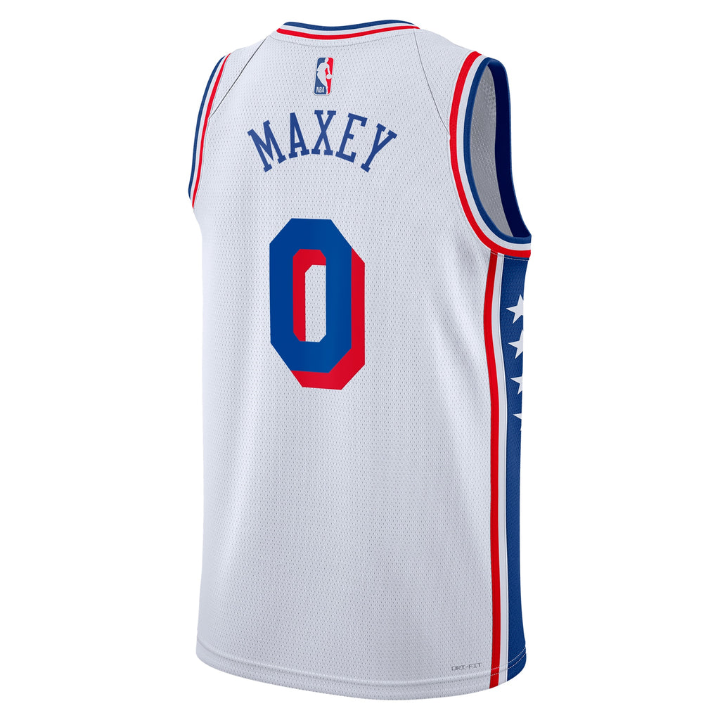 Philadelphia 76ers Nike Association Edition Swingman Jersey - White - Tyrese Maxey - Unisex NBA Team Jersey Basketball Fan Apparel