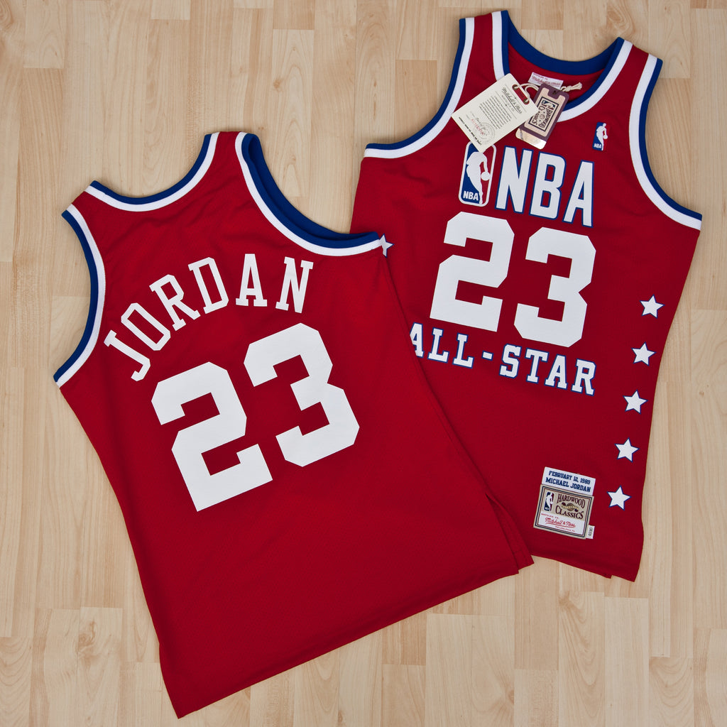NBA All-Star East Mitchell & Ness Michael Jordan 1989 Authentic Jersey - Red - Men's NBA Team Jersey Basketball Fan Apparel