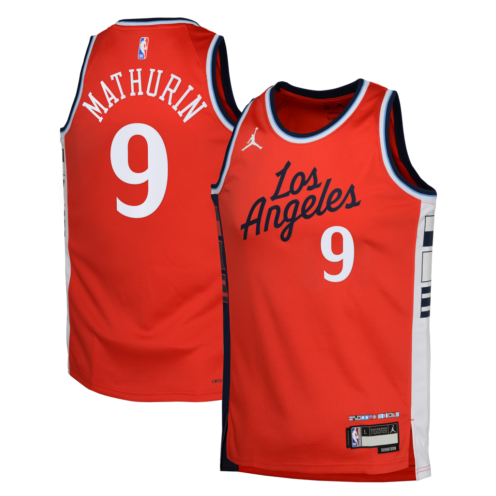 LA Clippers Jordan Brand Statement Edition Swingman Jersey - Red - Bennedict Mathurin - Youth NBA Team Jersey Basketball Fan Apparel