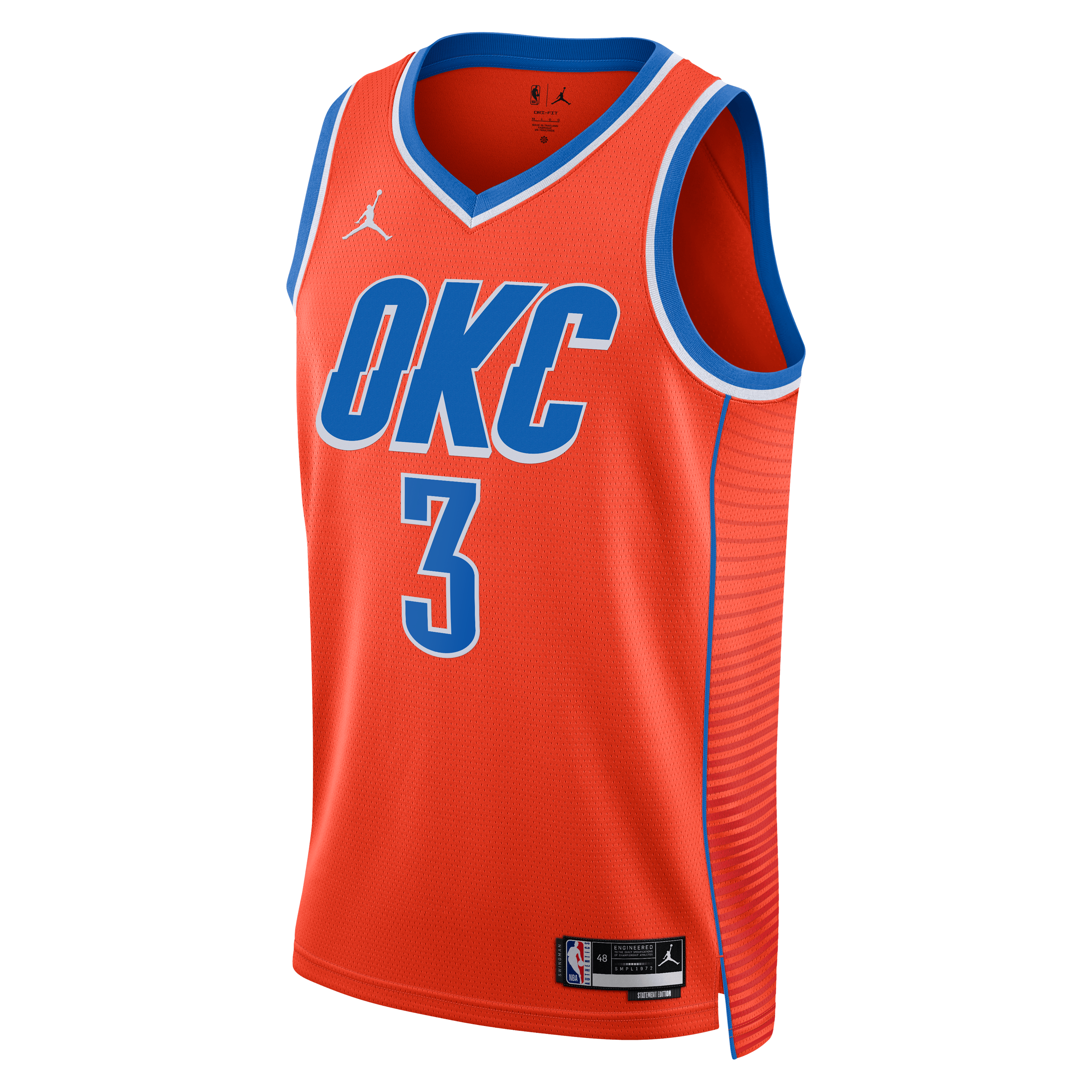Oklahoma City Thunder Jordan Brand Statement Edition Swingman Jersey - Orange - Jared McCain - Unisex NBA Team Jersey Basketball Fan Apparel