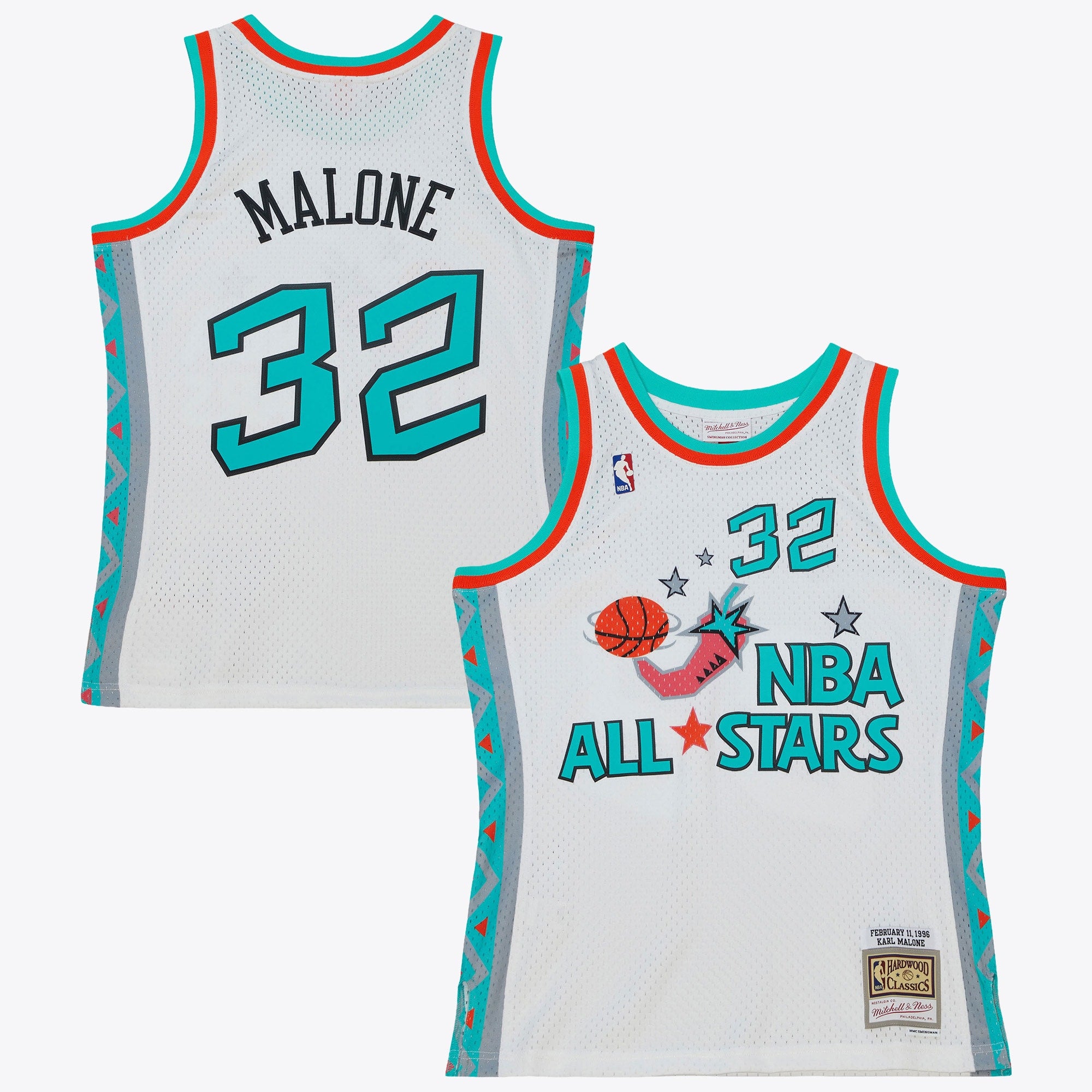NBA Mitchell & Ness Karl Malone 1996 All-Star Swingman Authentic Jersey - White NBA Team Jersey Basketball Fan Apparel