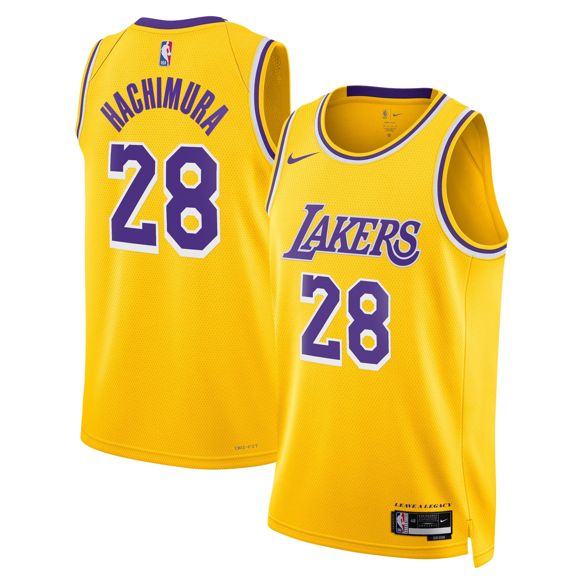 Los Angeles Lakers Nike Icon Swingman Jersey - Gold - Rui Hachimura - Youth NBA Team Jersey Basketball Fan Apparel