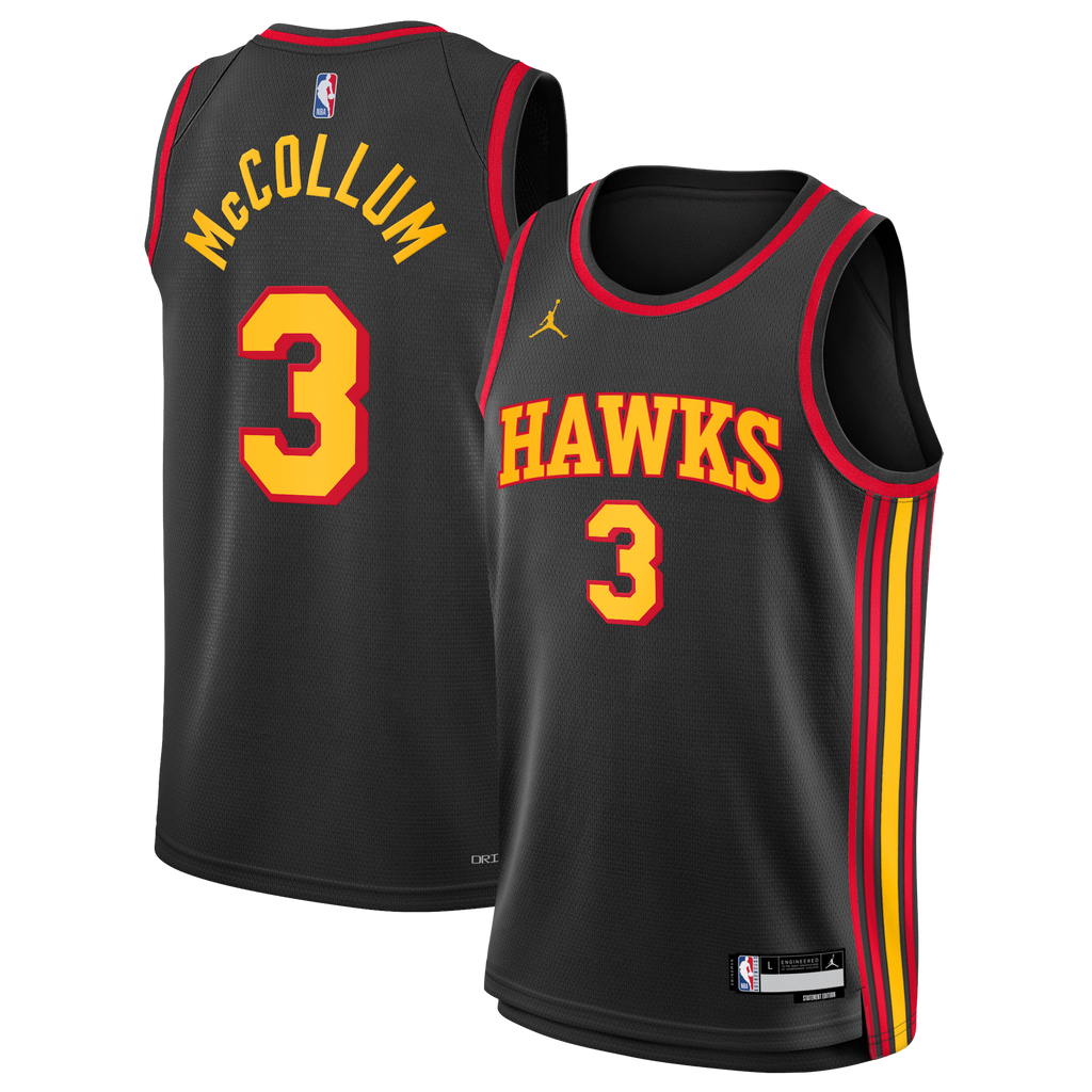 Atlanta Hawks Jordan Brand Statement Edition Swingman Jersey - Black - CJ McCollum - Youth NBA Team Jersey Basketball Fan Apparel