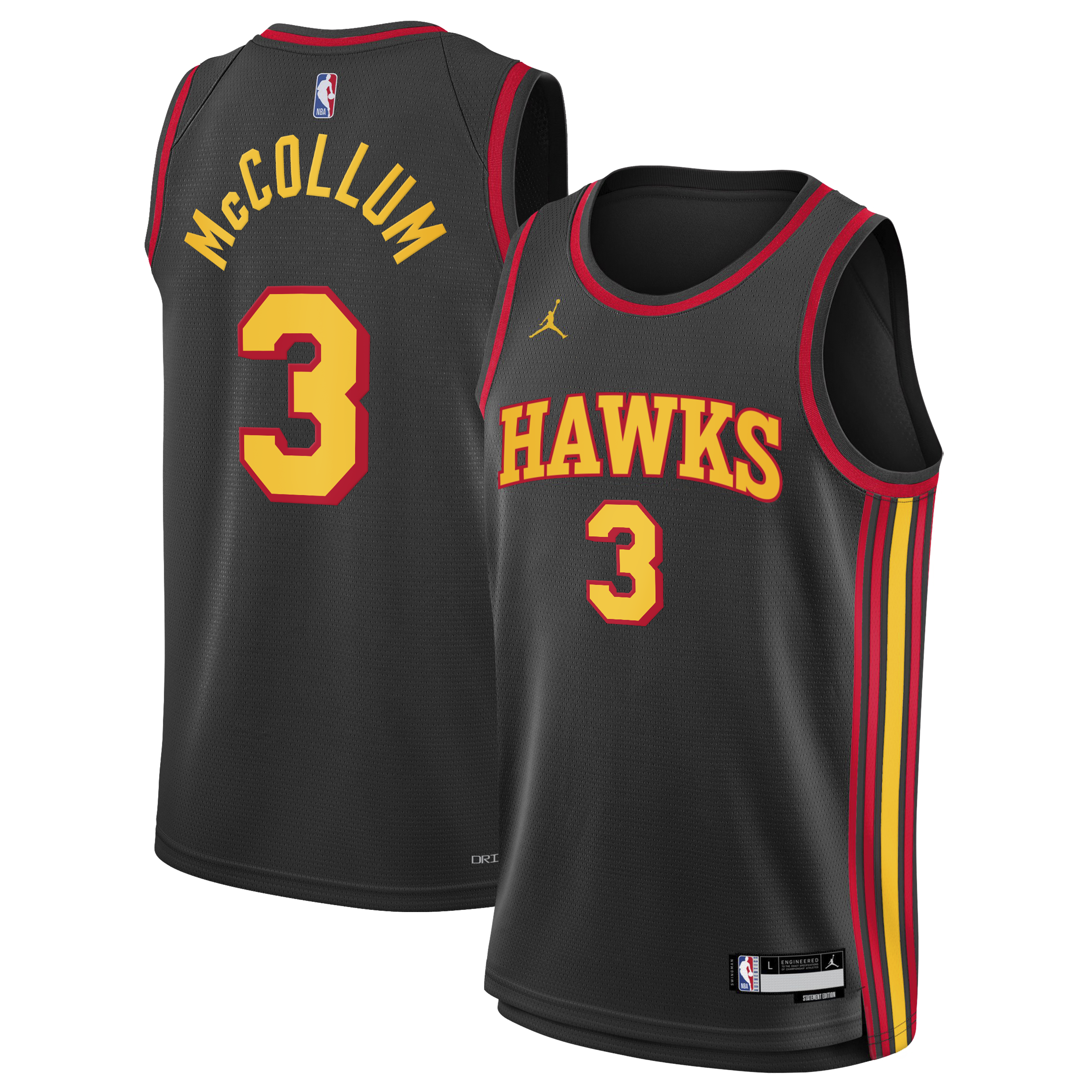 Atlanta Hawks Jordan Brand Statement Edition Swingman Jersey - Black - CJ McCollum - Youth NBA Team Jersey Basketball Fan Apparel