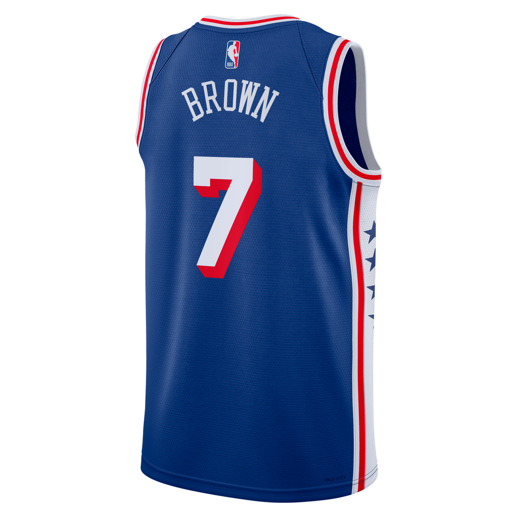 Philadelphia 76ers Nike Icon Edition Swingman Jersey - Royal - Jaylen Brown - Youth NBA Team Jersey Basketball Fan Apparel