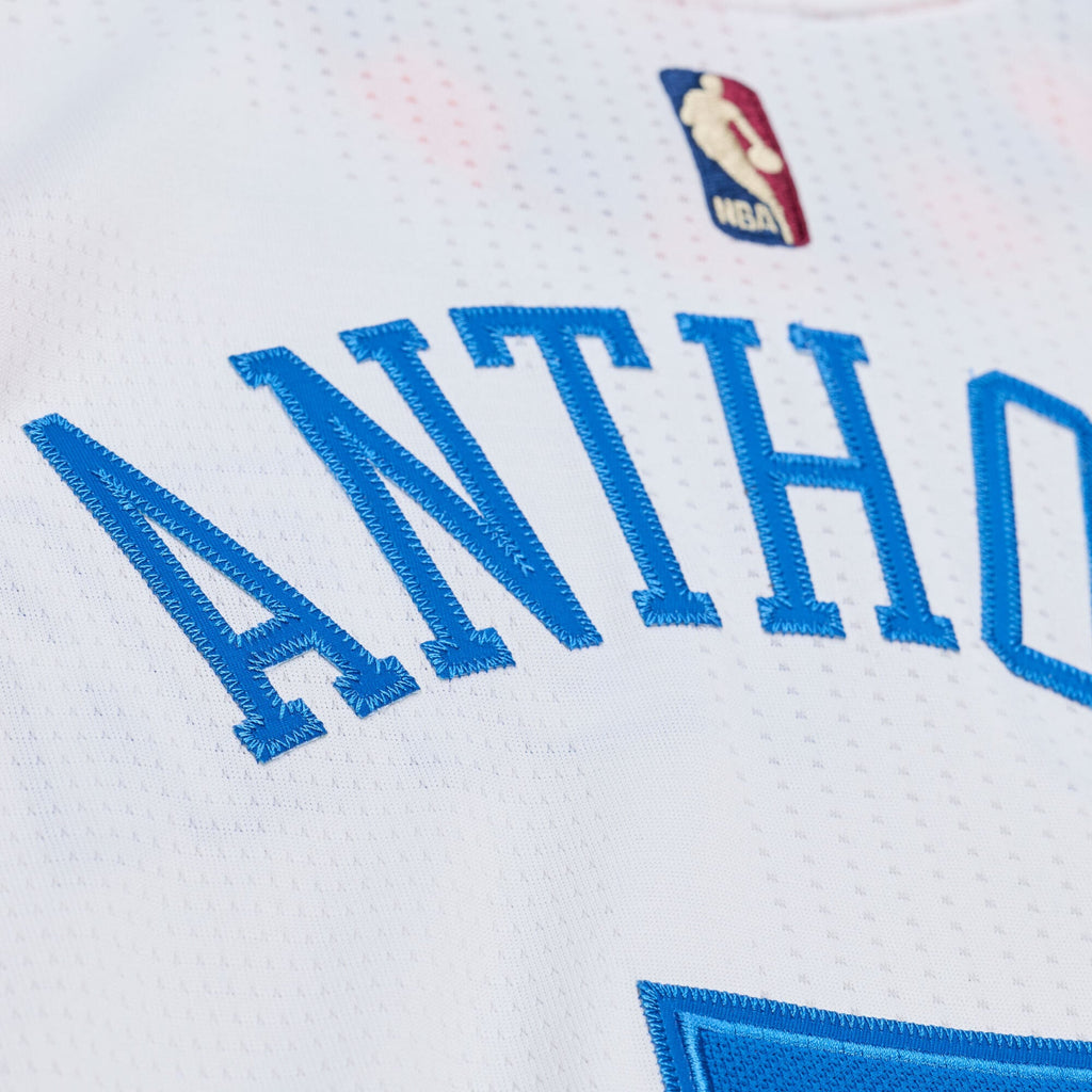 New York Knicks Mitchell & Ness Carmelo Anthony 2015-16 Hardwood Classics Authentic Jersey - White - Men's NBA Team Jersey Basketball Fan Apparel