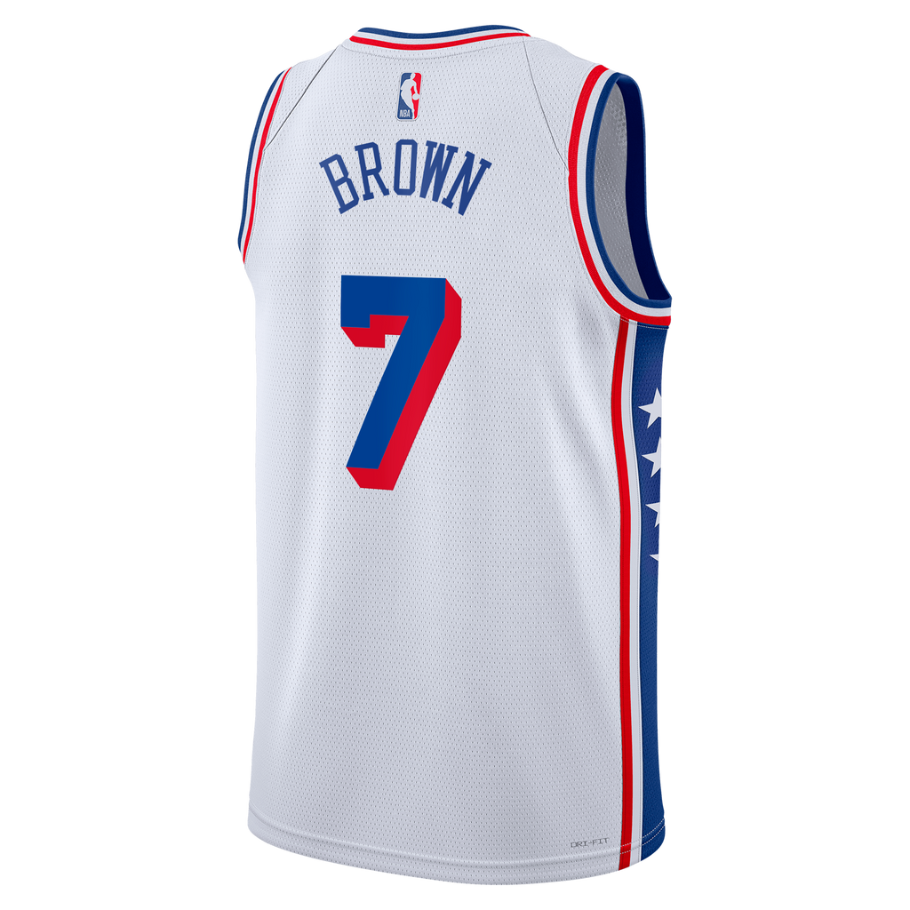 Philadelphia 76ers Nike Association Edition Swingman Jersey - White - Jaylen Brown - Unisex NBA Team Jersey Basketball Fan Apparel