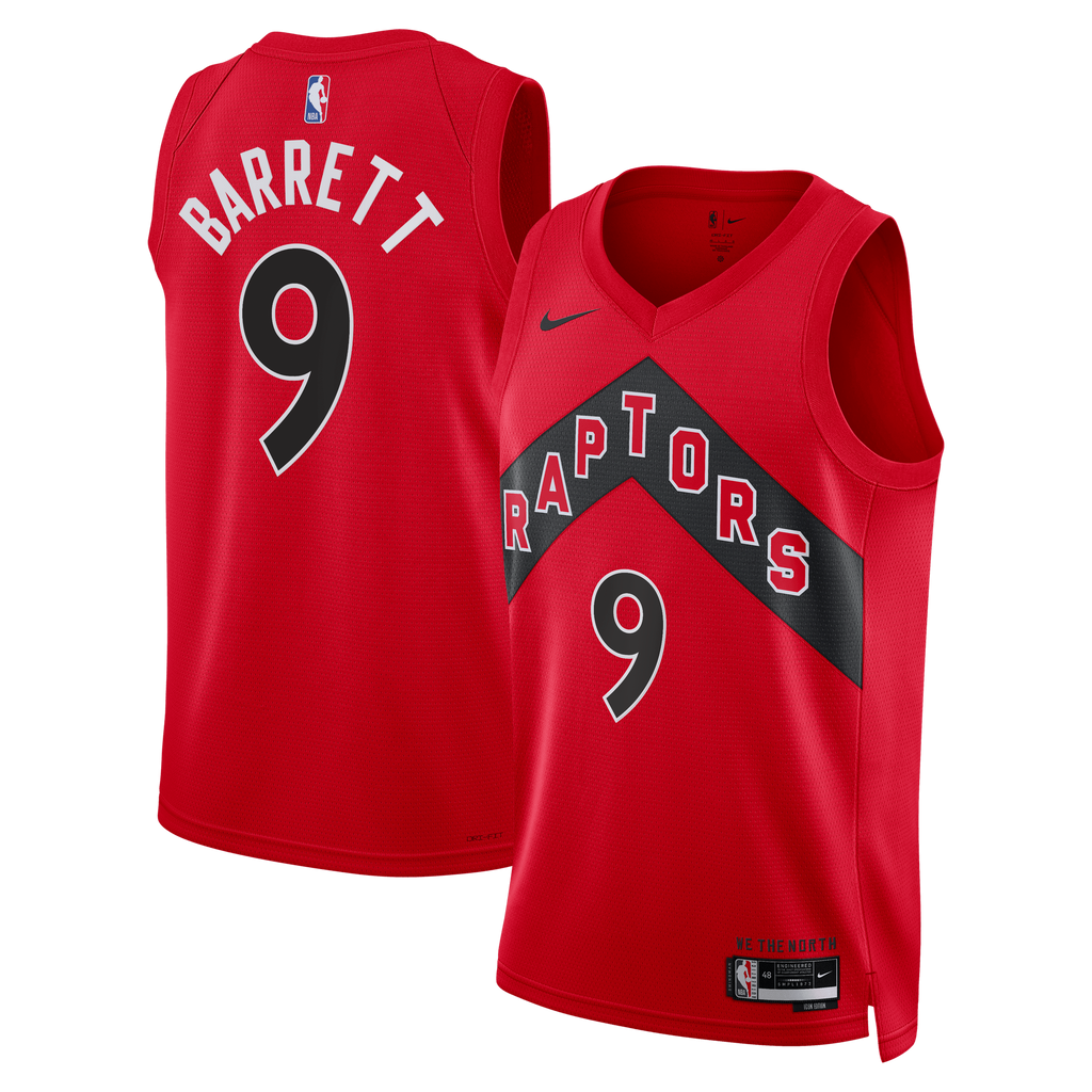 Toronto Raptors Nike Icon Edition Swingman Jersey - Red - RJ Barrett - Unisex NBA Team Jersey Basketball Fan Apparel
