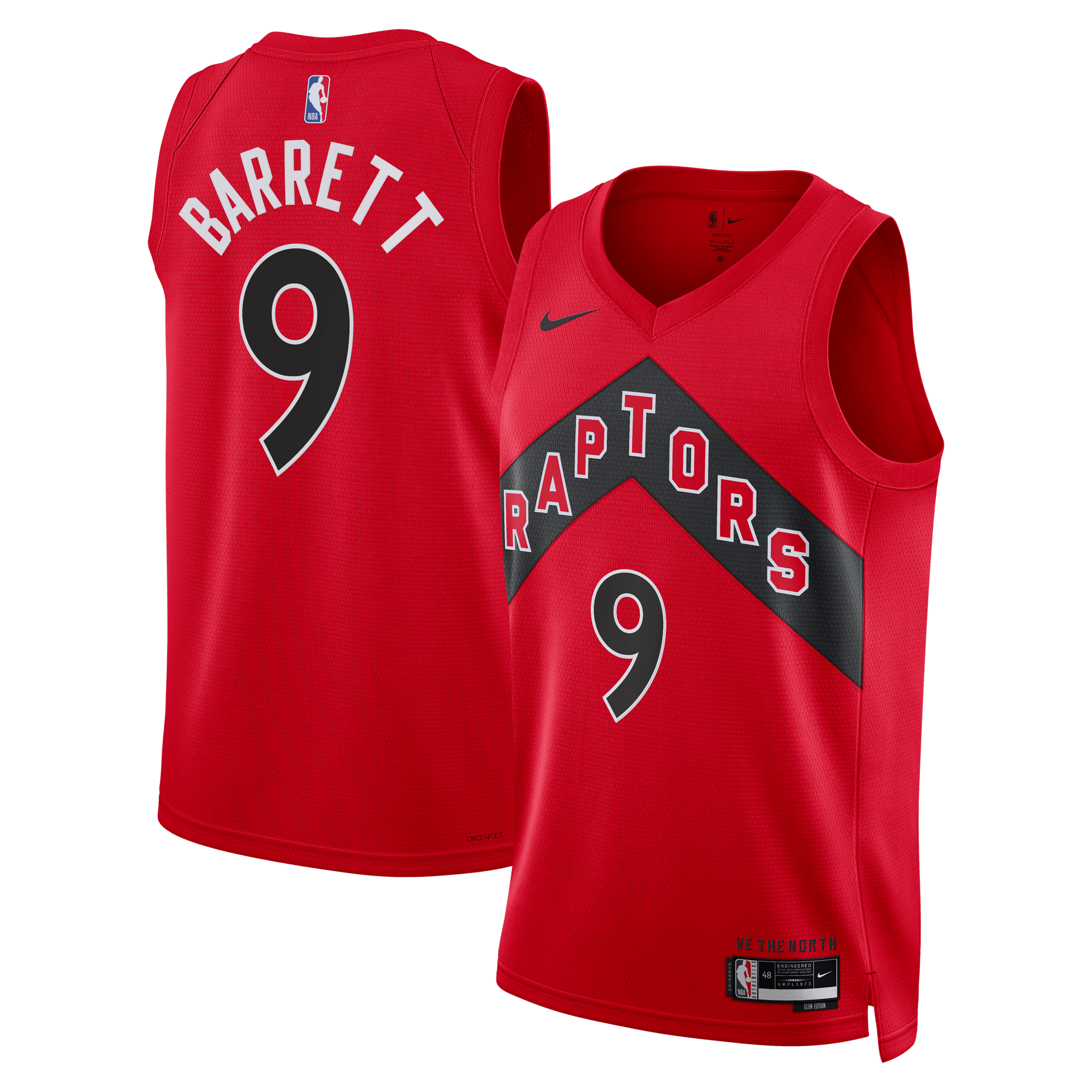 Toronto Raptors Nike Icon Edition Swingman Jersey - Red - RJ Barrett - Unisex NBA Team Jersey Basketball Fan Apparel