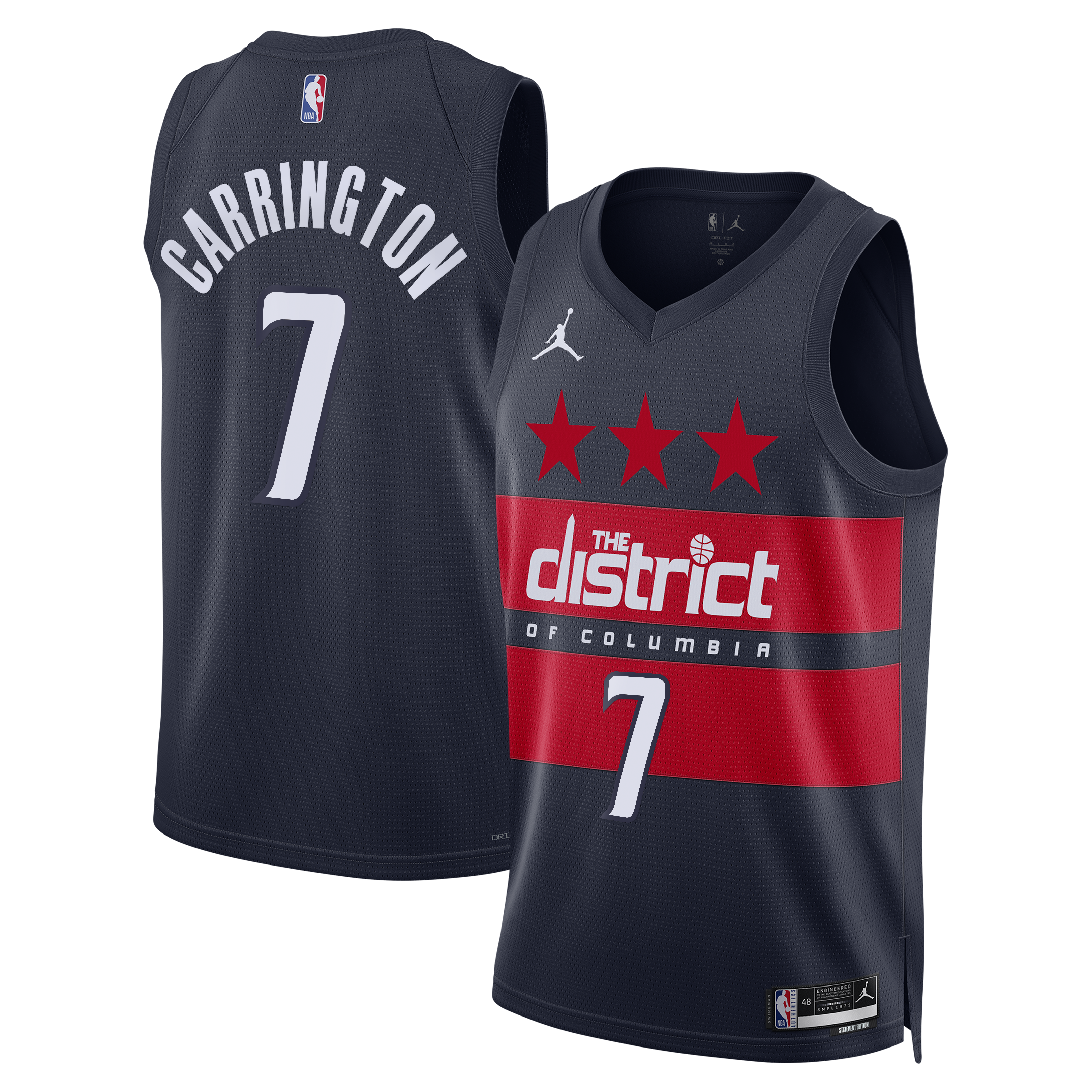 Washington Wizards Jordan Brand Statement Edition Swingman Jersey - Navy - Bub Carrington - Men's NBA Team Jersey Basketball Fan Apparel