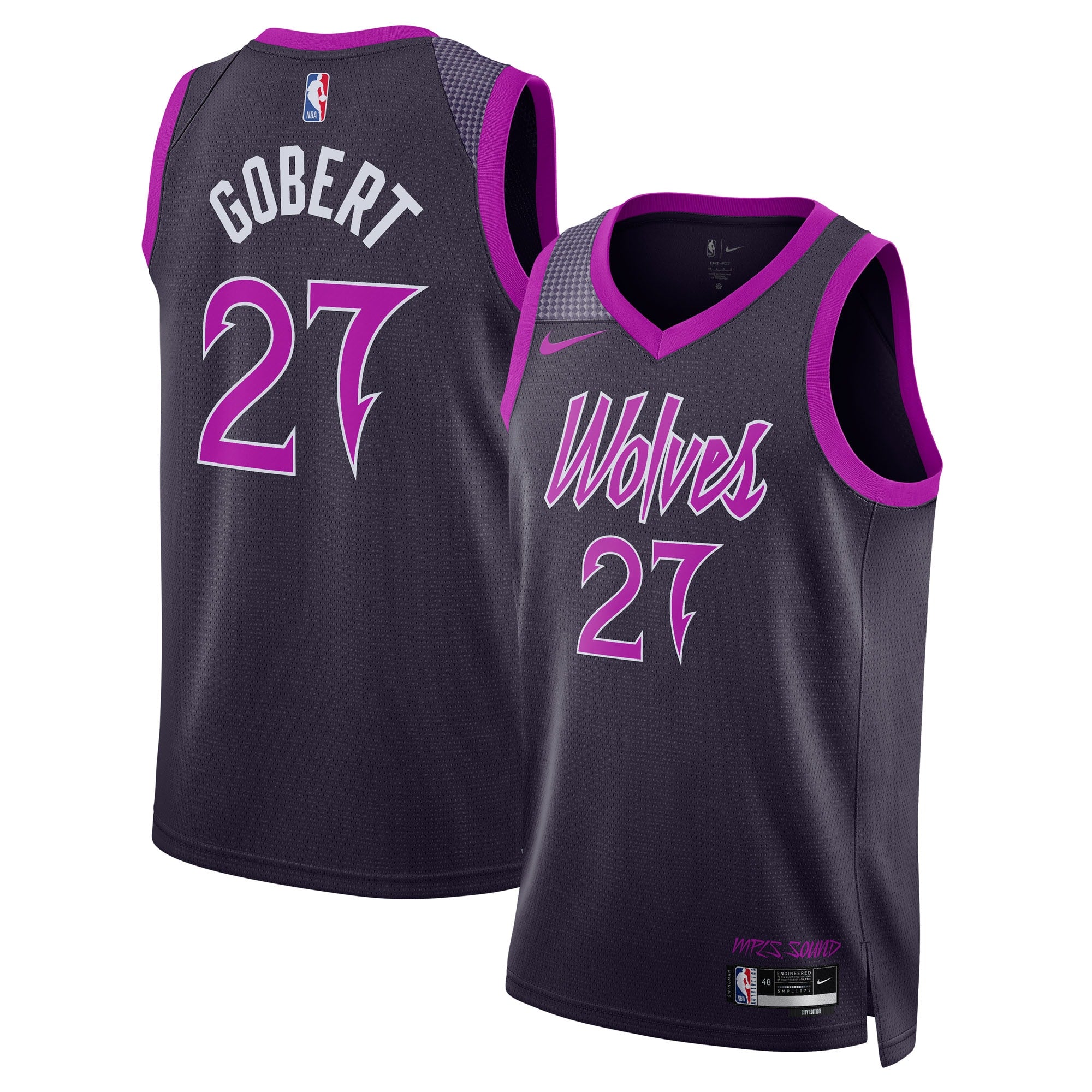 Minnesota Timberwolves Nike 2025/26 City Edition Swingman Jersey - Black - Rudy Gobert - Unisex NBA Team Jersey Basketball Fan Apparel
