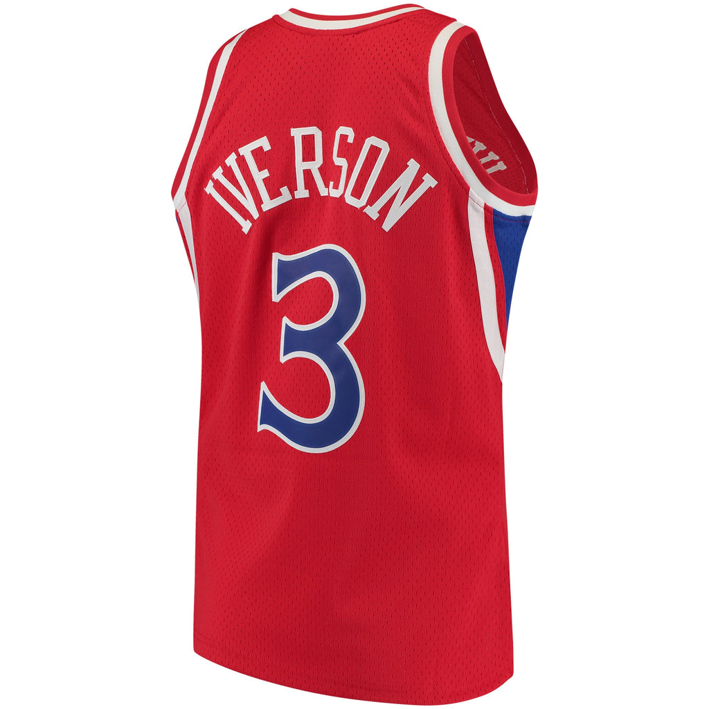 Philadelphia 76ers Mitchell & Ness Allen Iverson 1996-97 Hardwood Classics Swingman Jersey - Red - Men's NBA Team Jersey Basketball Fan Apparel