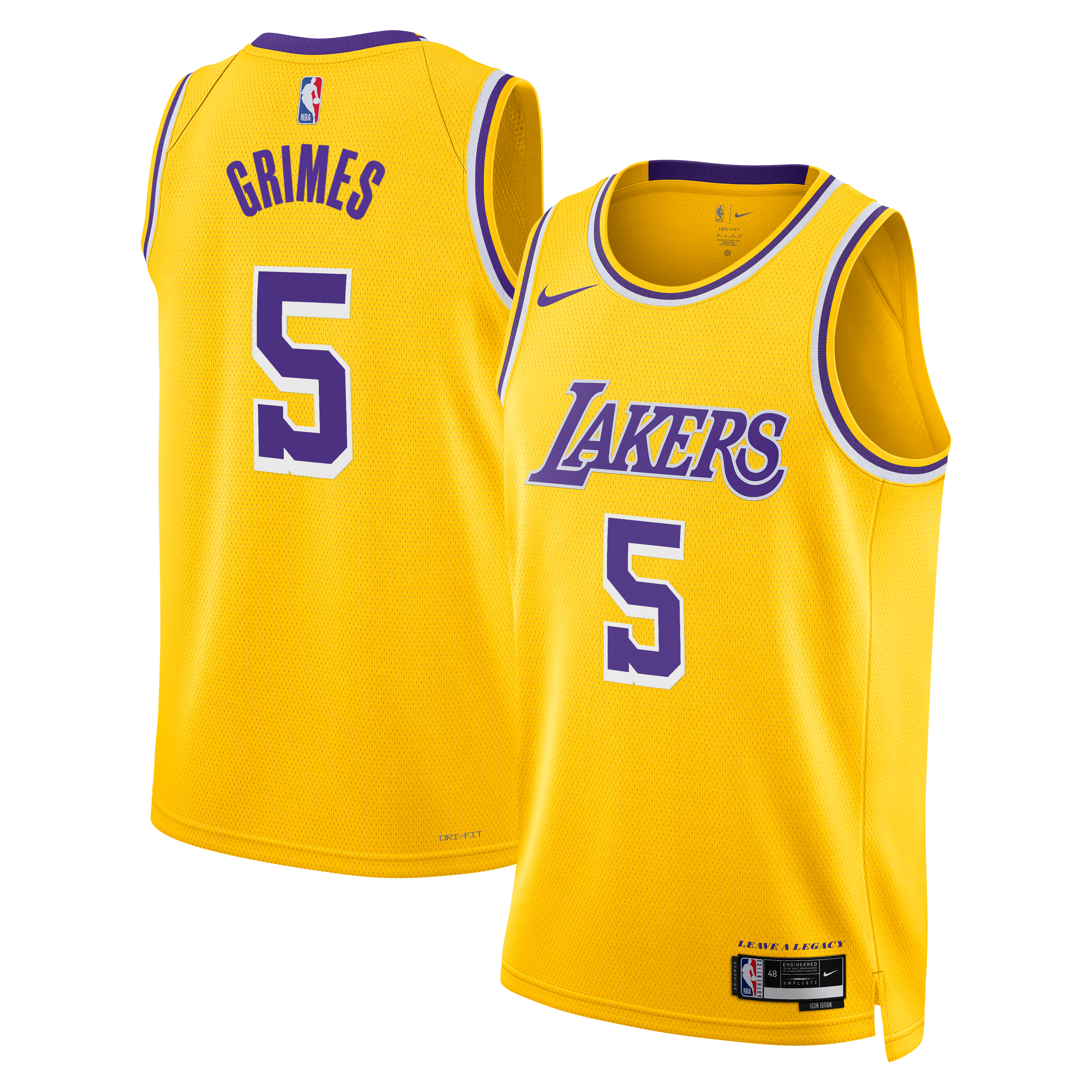 Los Angeles Lakers Nike Icon Edition Swingman Jersey - Gold - Quentin Grimes - Unisex NBA Team Jersey Basketball Fan Apparel
