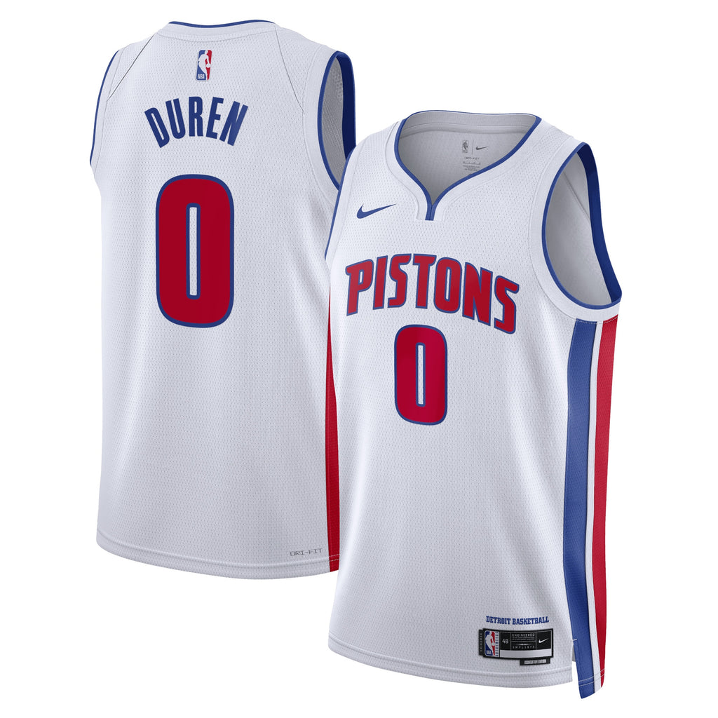 Detroit Pistons Nike Association Edition Swingman Jersey - White - Jalen Duren - Unisex NBA Team Jersey Basketball Fan Apparel