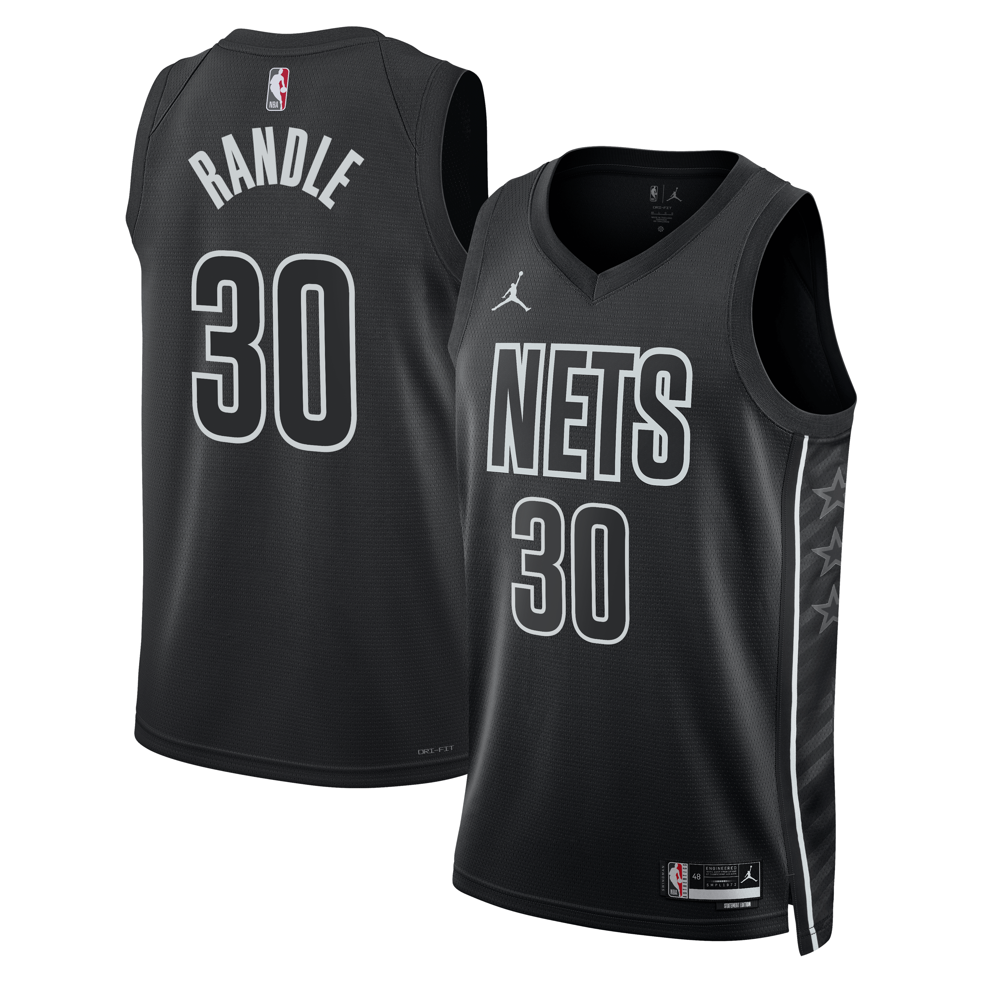 Brooklyn Nets Jordan Brand Statement Edition Swingman Jersey - Black - Julius Randle - Unisex NBA Team Jersey Basketball Fan Apparel